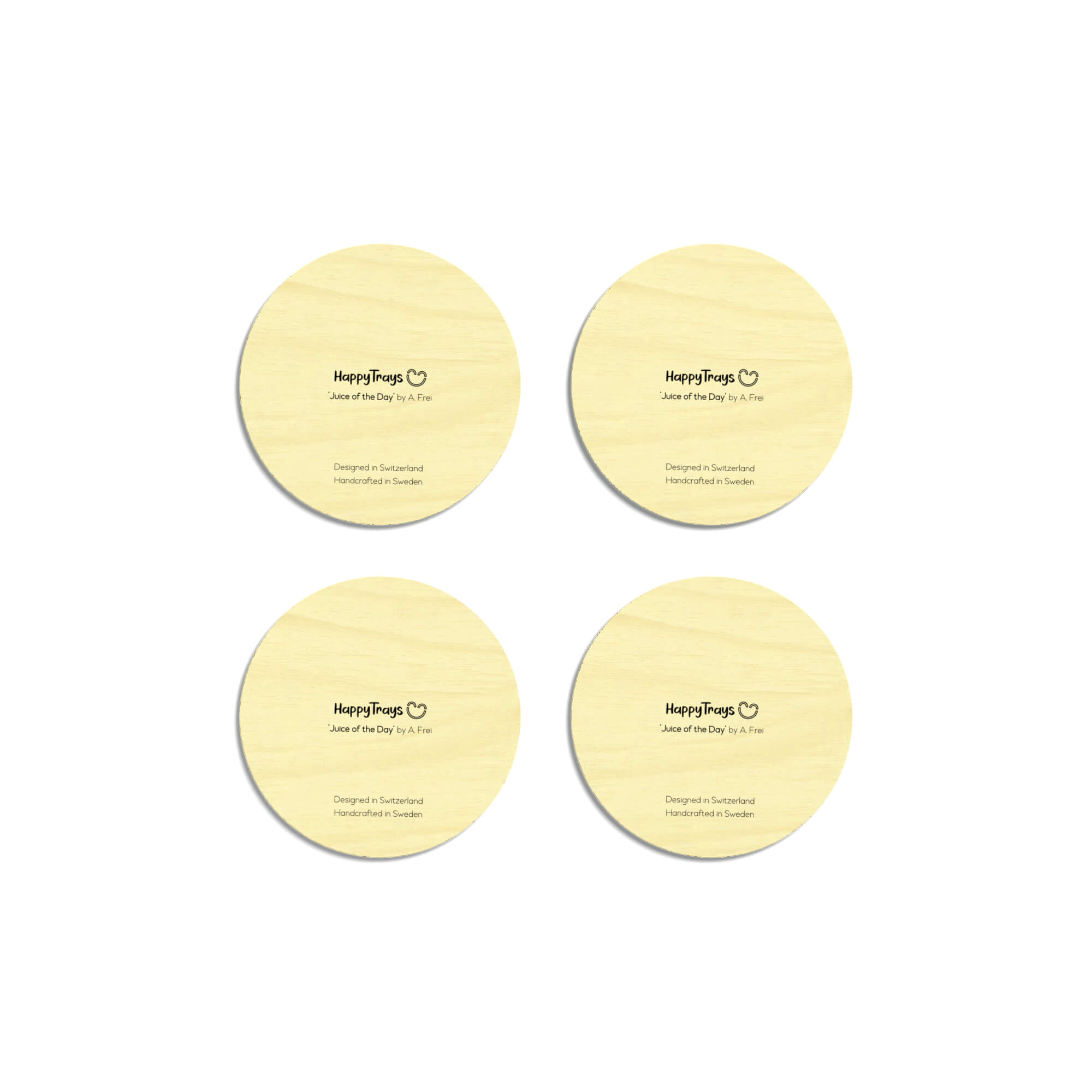 HappyTrays Untersetzer aus Holz Ø9cm 'Juice of the Day' - 4er Set EU