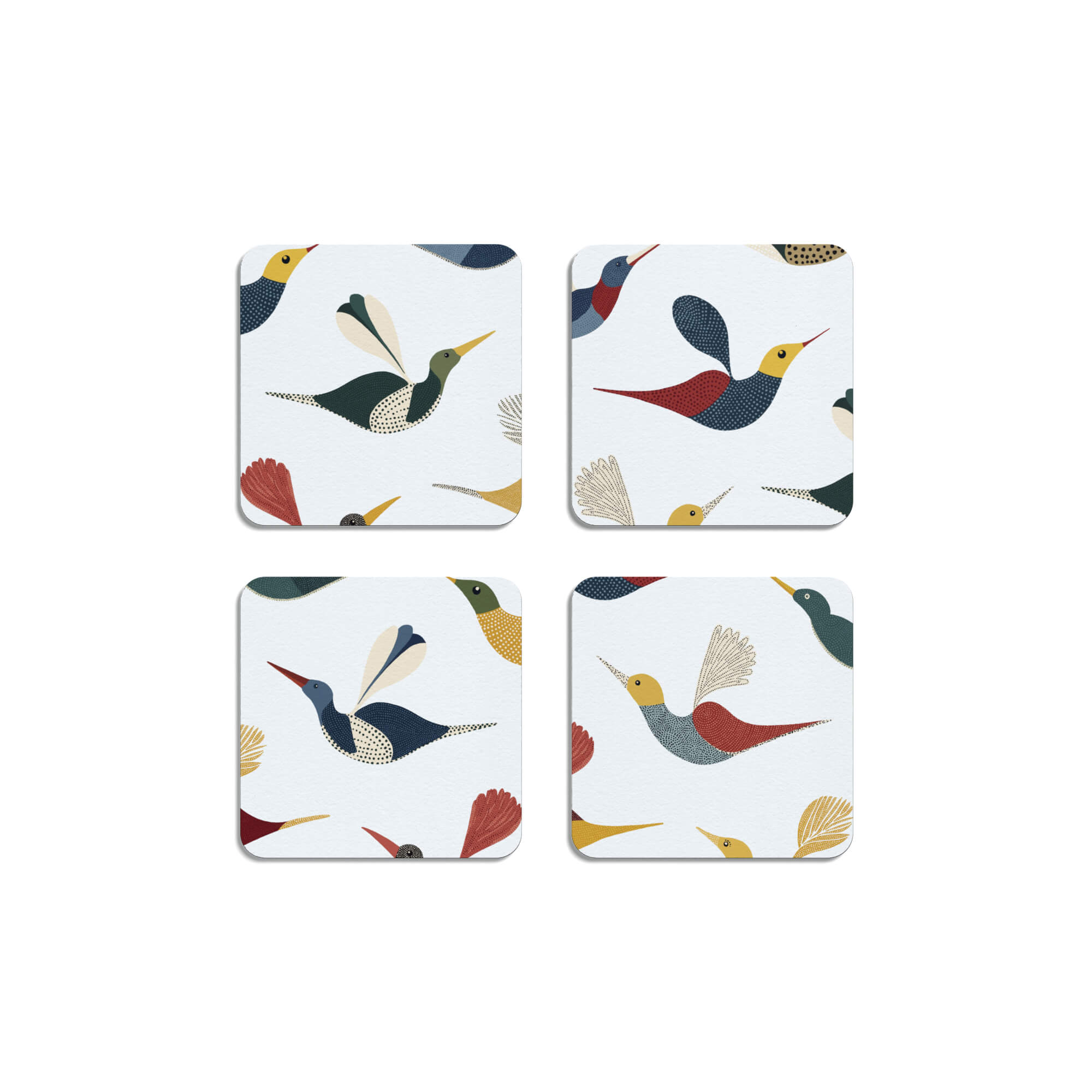 HappyTrays Untersetzer aus Holz 9 x 9 cm doppelseitig 'Ally and Friends' - 4er Set EU