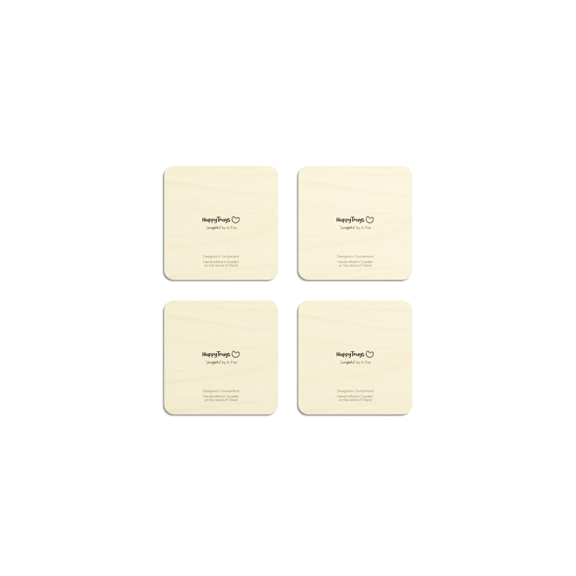 HappyTrays Untersetzer 9 x 9 cm Jungleful - 4er Set EU