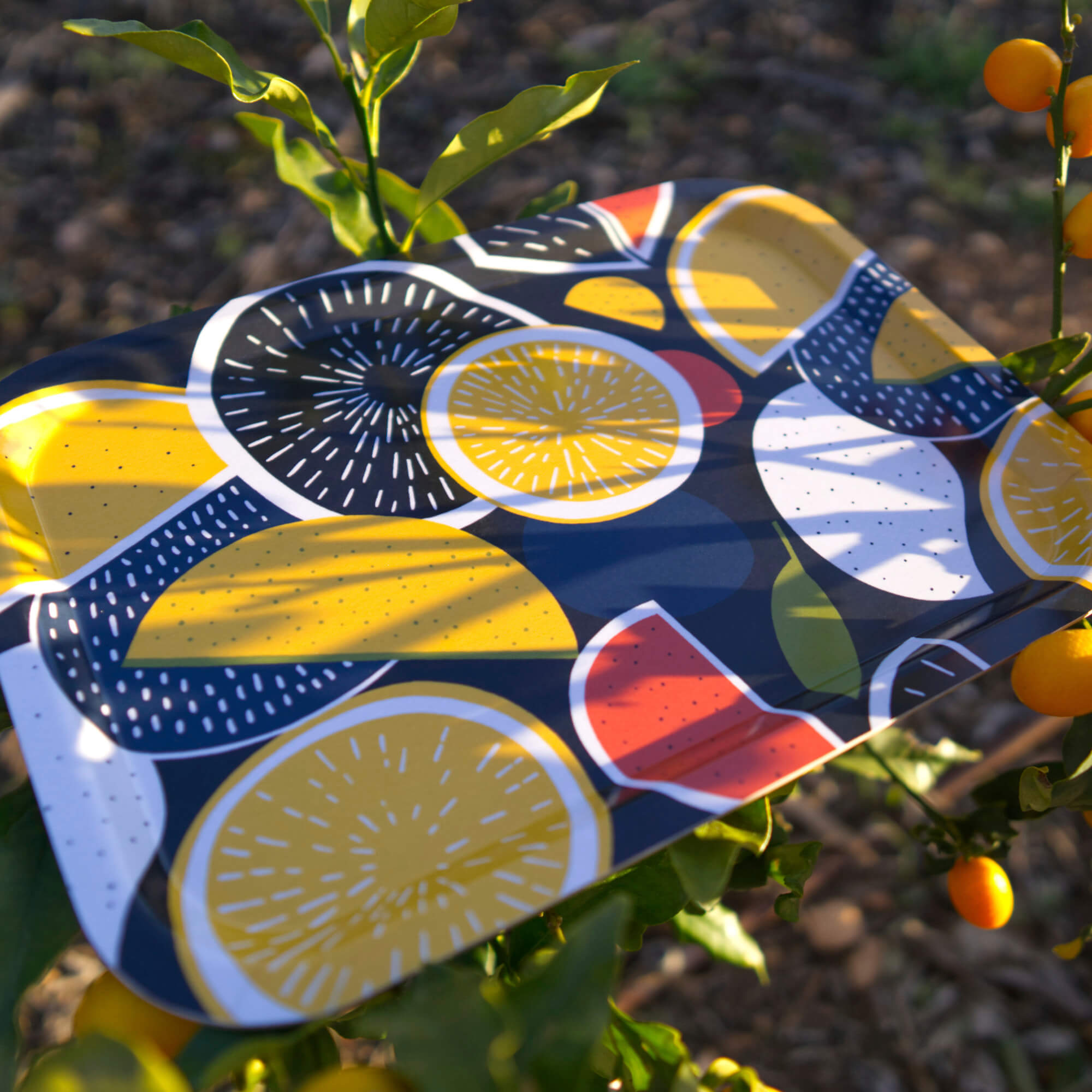 Rechteckiges Design-Tablett 34 x 24 cm - Juice of the Day - nordische Birke