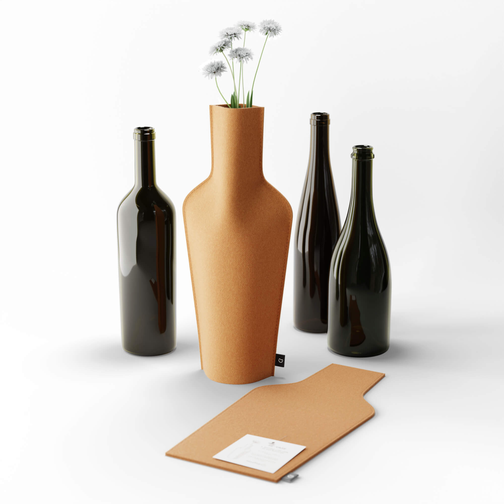 Re-Vase - Vase made of fabric for 75cl bottles, 100% wool, color Apricot