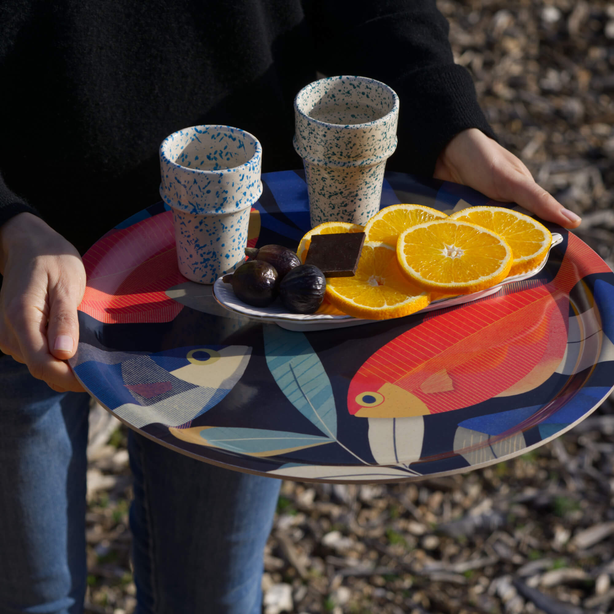 Rundes Design-Tablett 39 cm - Nemo Who? - nordische Birke