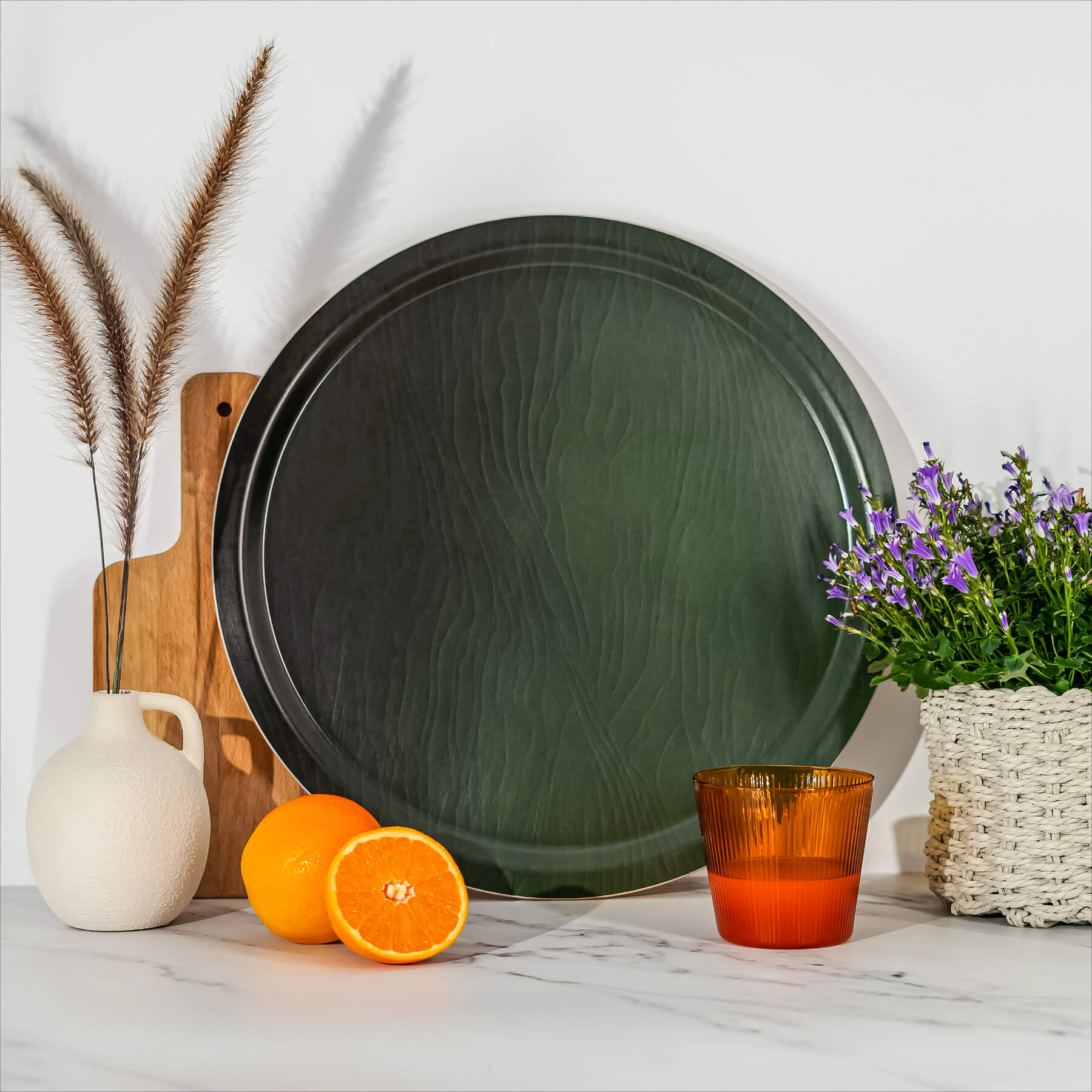 Rundes Design-Tablett Ø 39 cm - Tourmaline - nordische Birke