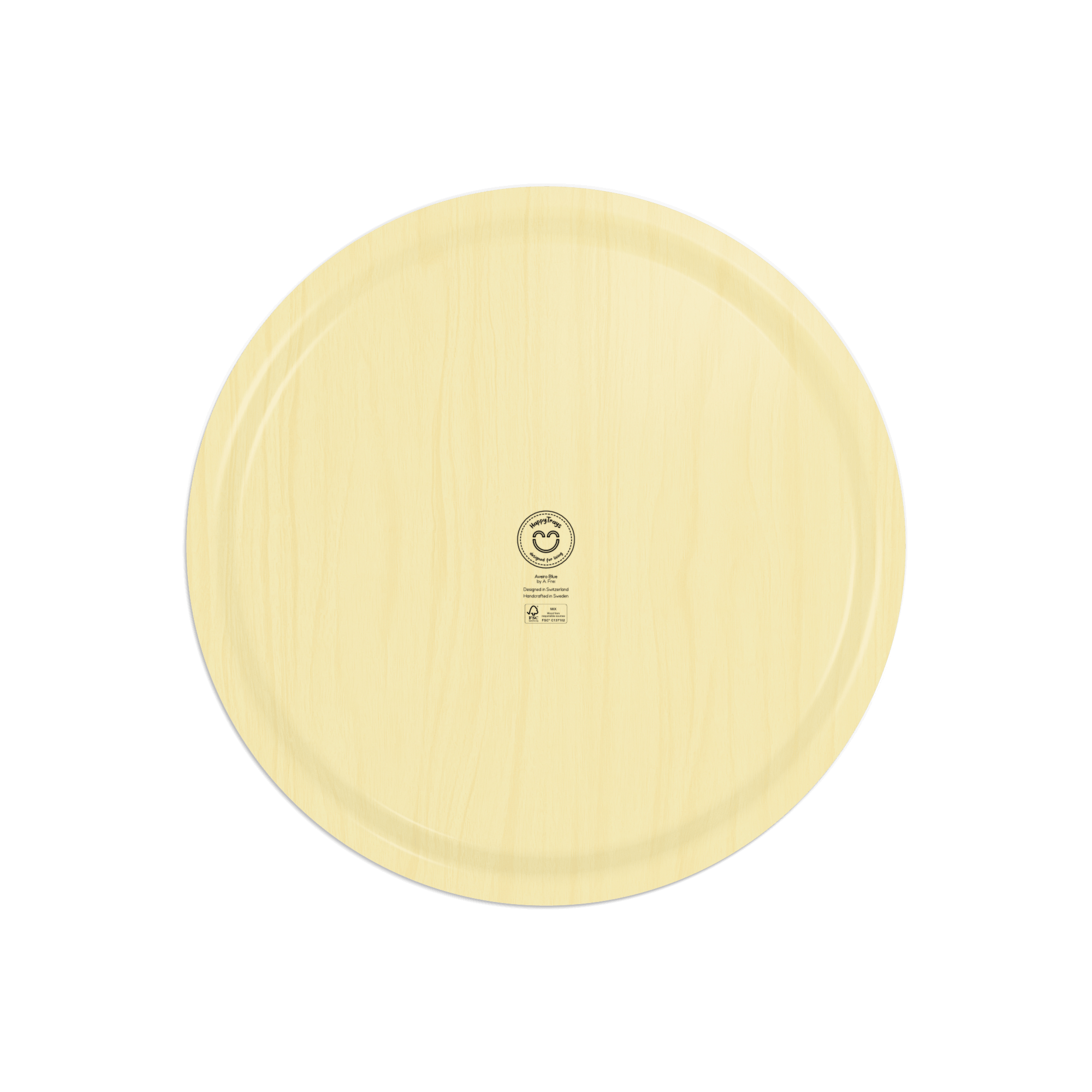 Rundes Design-Tablett Ø 46 cm - Aveiro Blue - nordische Birke