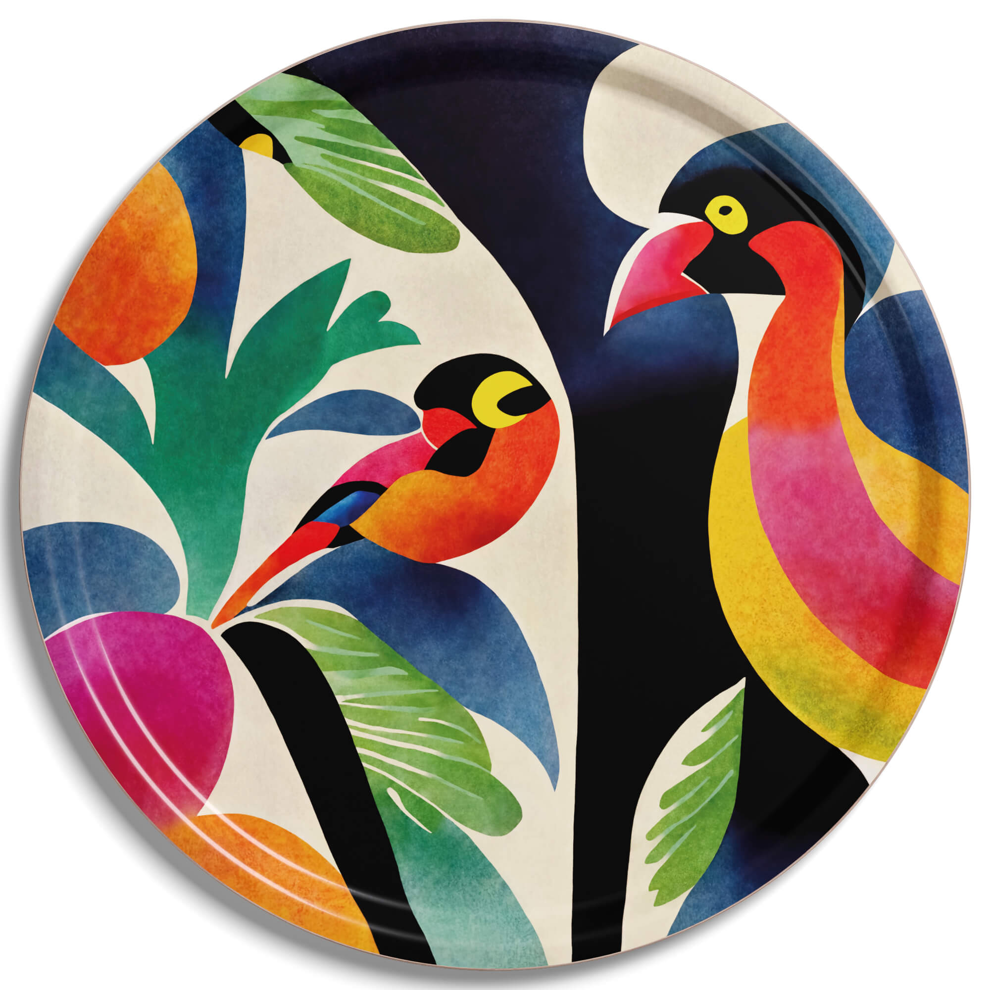 Round Design Tray Ø 65 cm - Frank the Bird - Nordic Birch