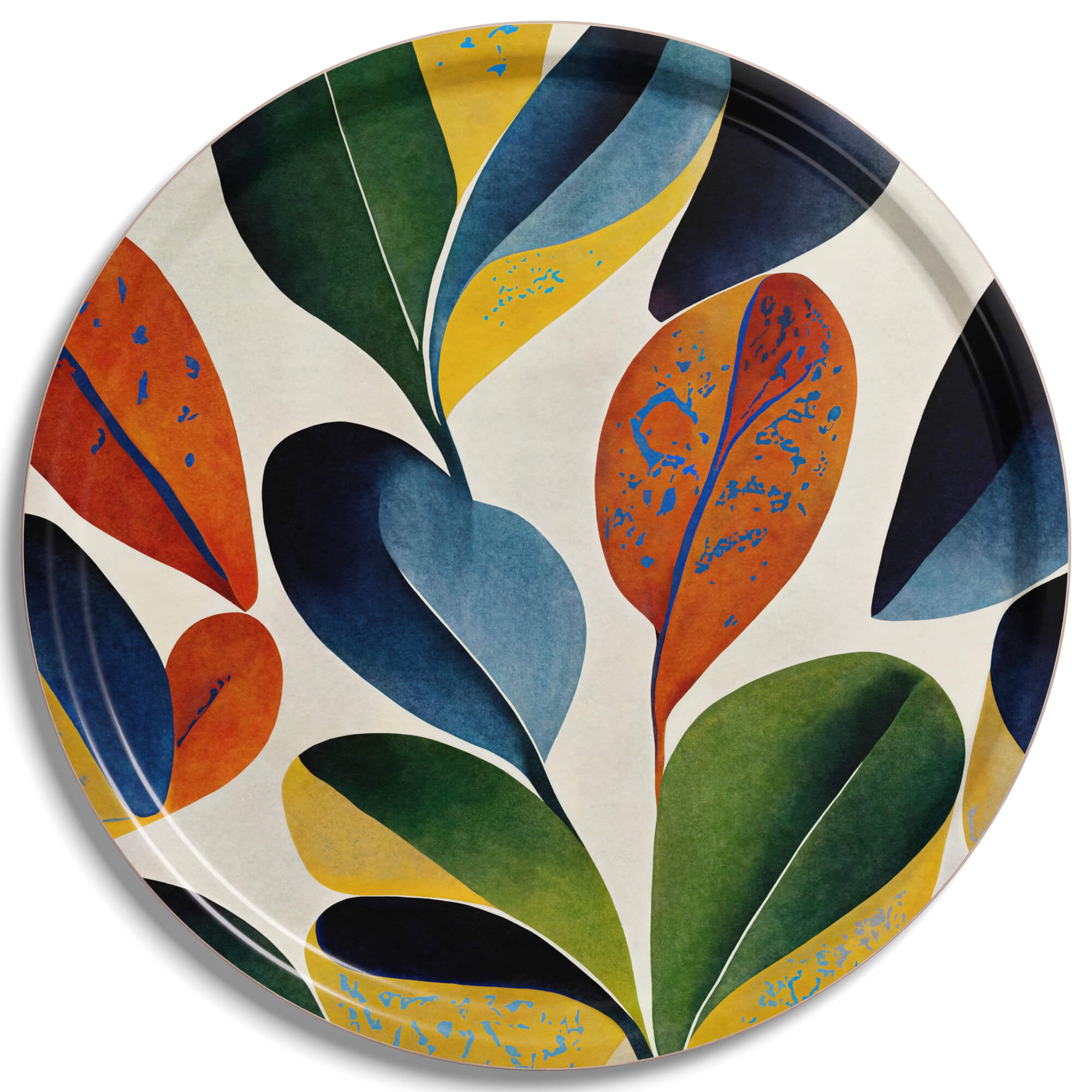 Round Design Tray Ø 65 cm - Leaves - Nordic Birch