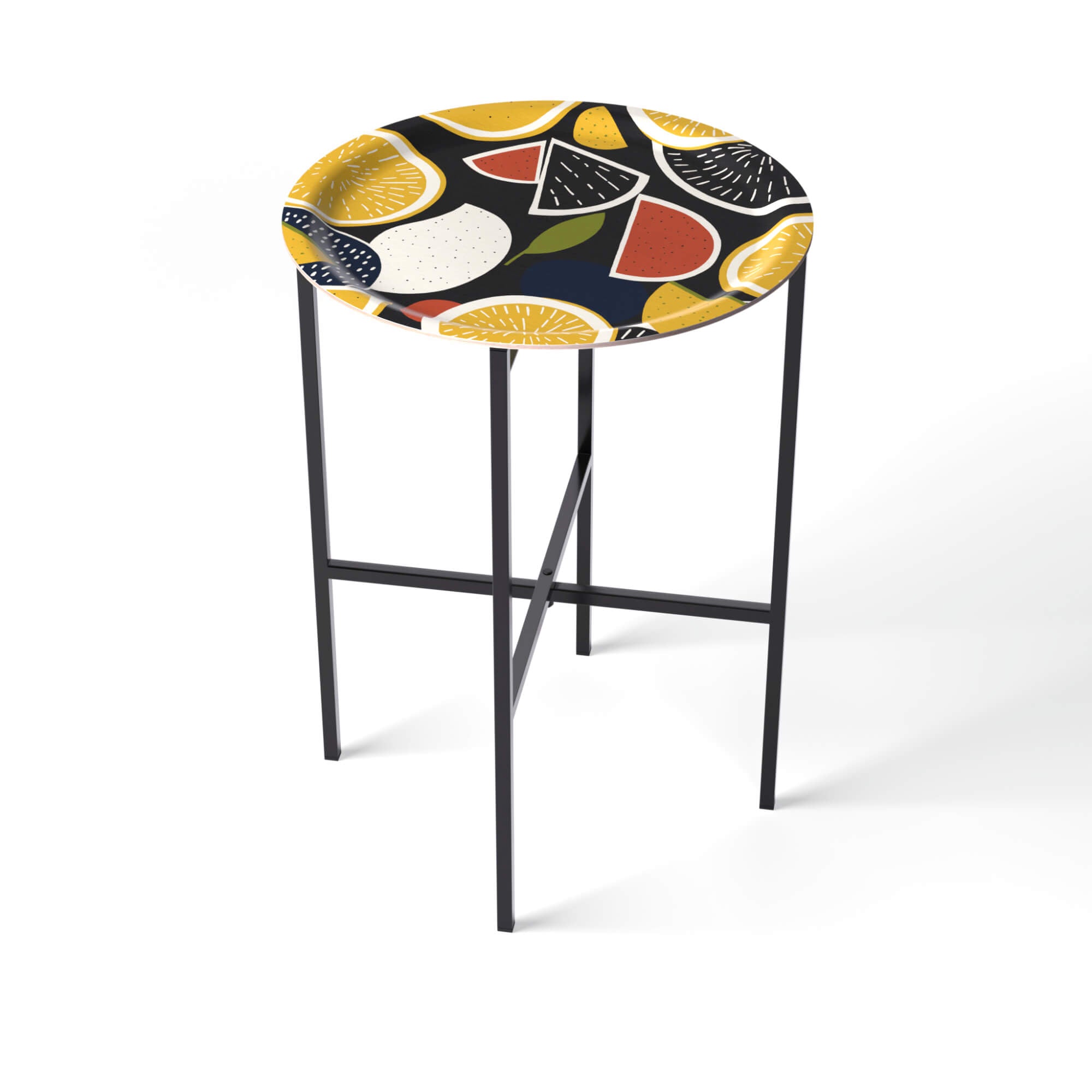 Beistelltisch Ø 39 cm mit 1 Design-Tablett - HappyTrays System (Design wählbar)
