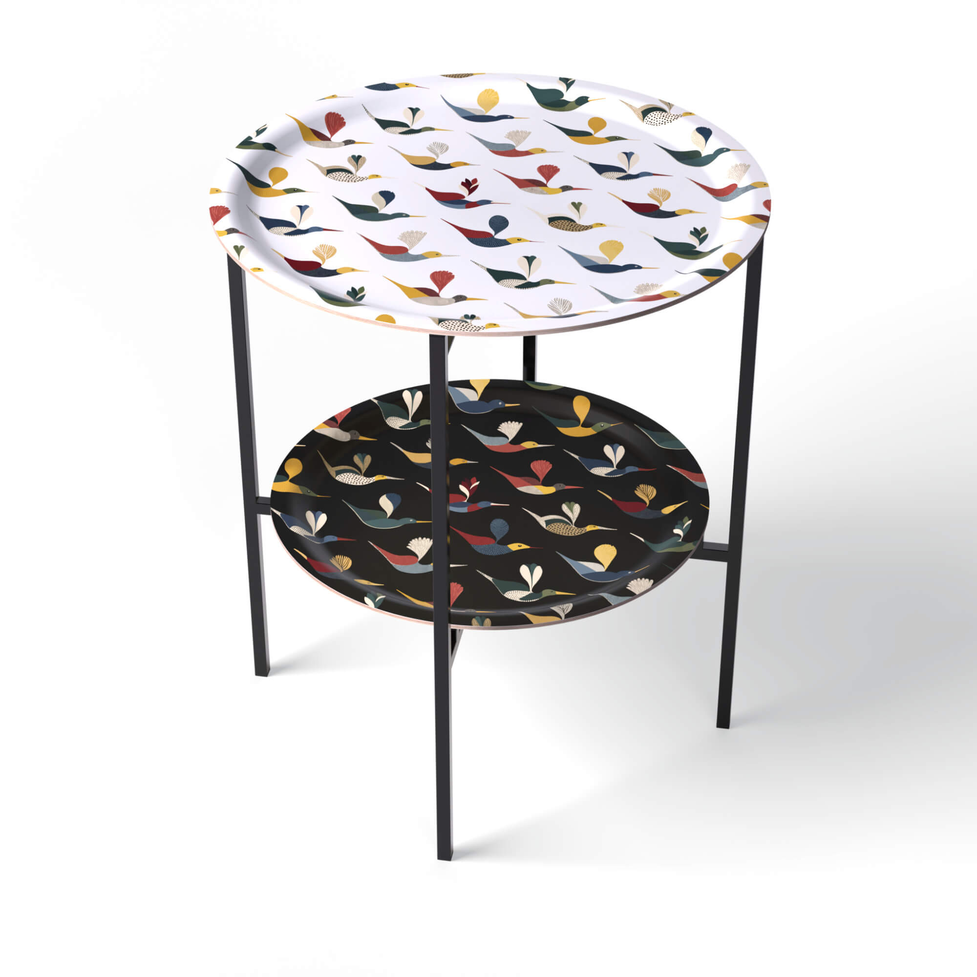 HappyTrays Side Table with 2 Trays - Ø 46 cm & Ø 39 cm, H 53 cm