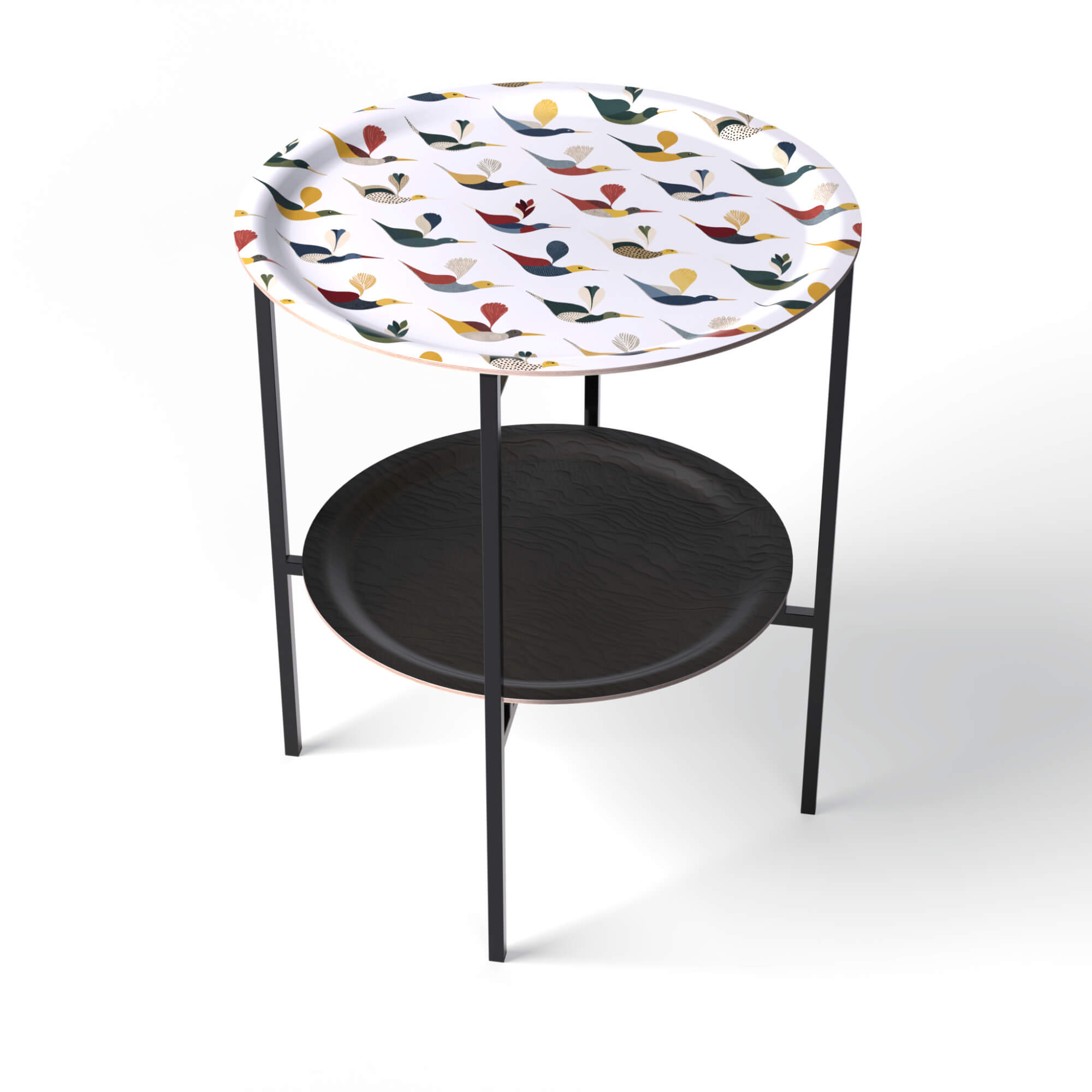 HappyTrays Side Table with 2 Trays - Ø 46 cm & Ø 39 cm, H 53 cm