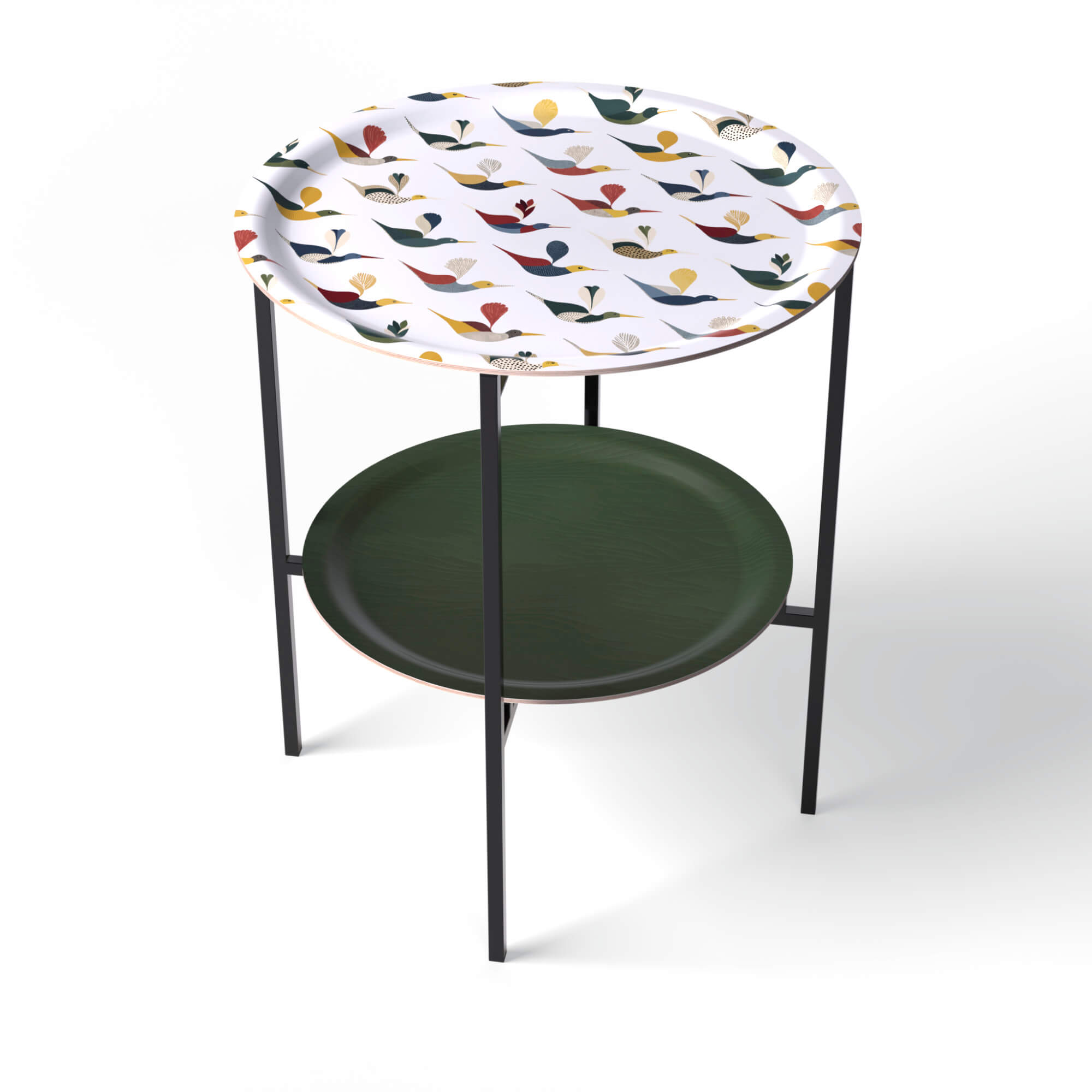 HappyTrays Side Table with 2 Trays - Ø 46 cm & Ø 39 cm, H 53 cm