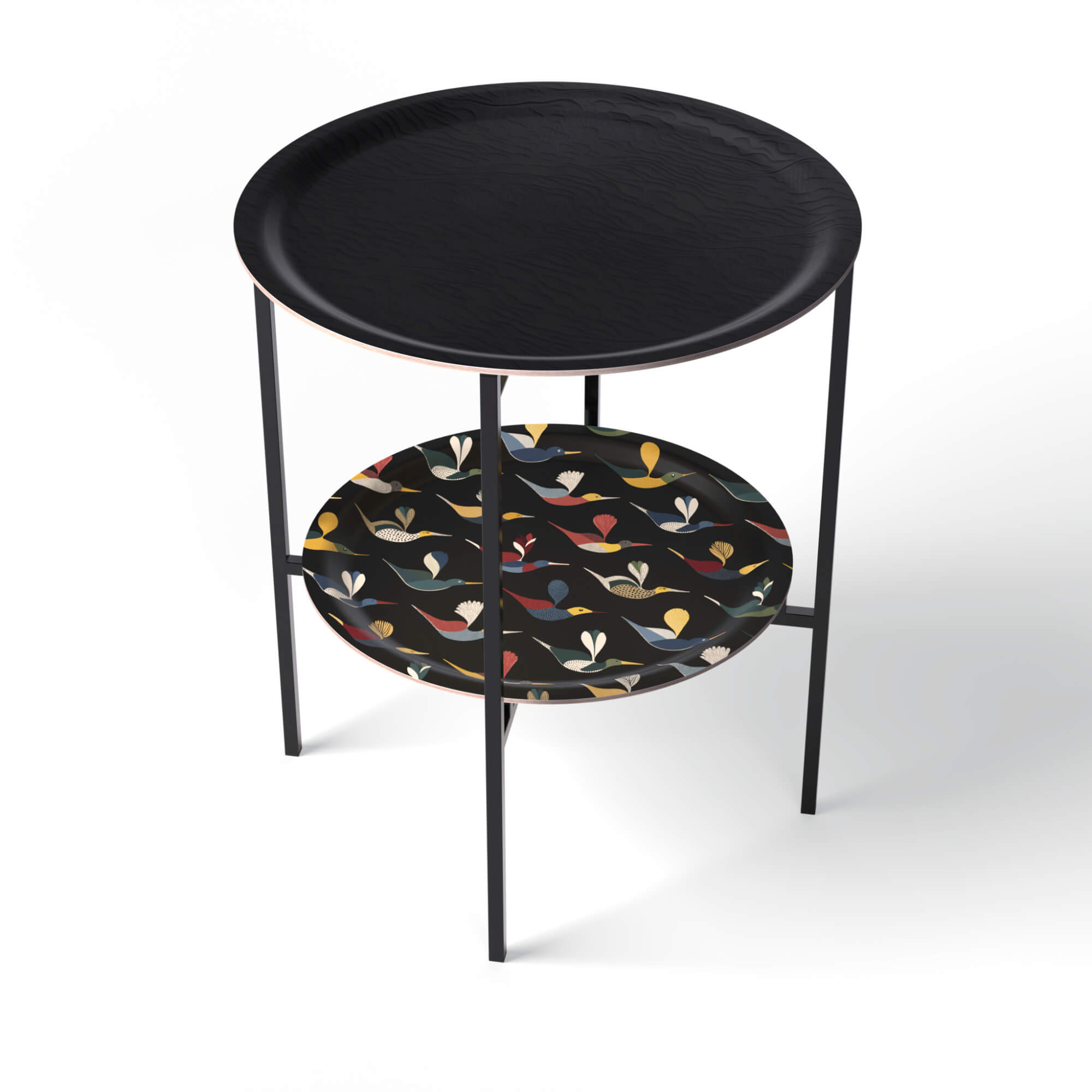 HappyTrays Side Table with 2 Trays - Ø 46 cm & Ø 39 cm, H 53 cm