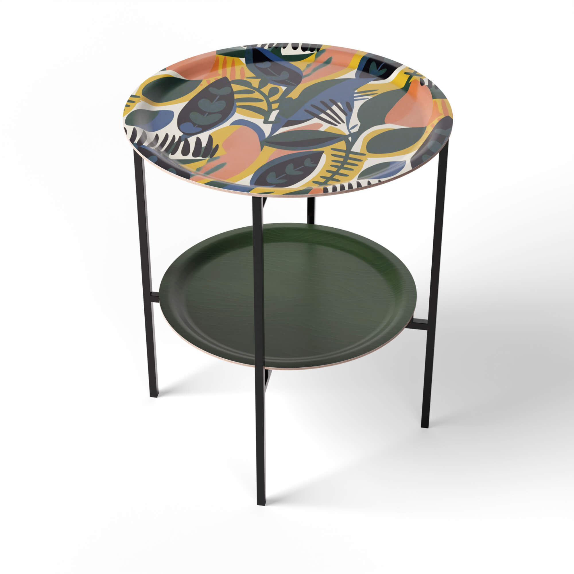 HappyTrays Side Table with 2 Trays - Ø 46 cm & Ø 39 cm, H 53 cm