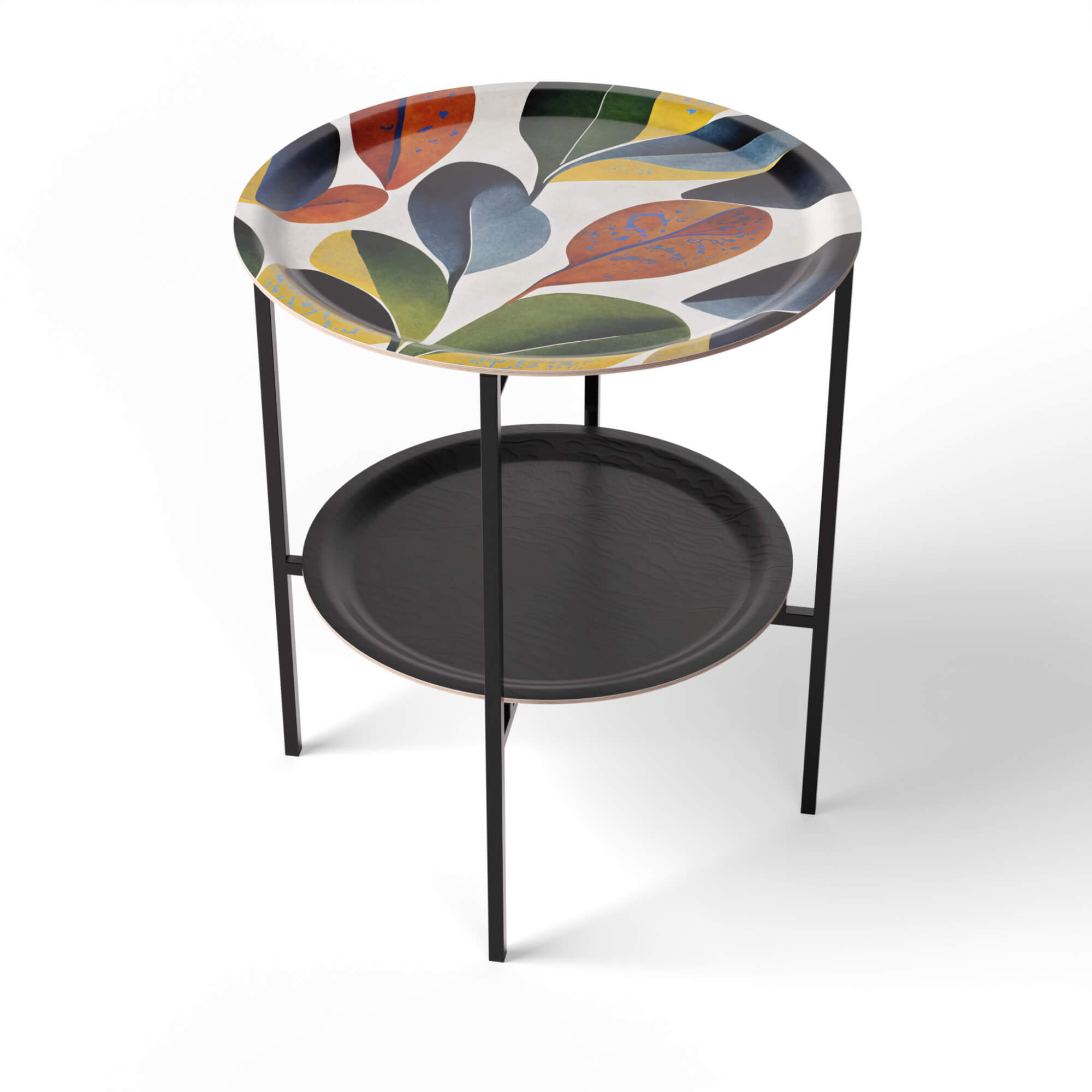 HappyTrays Side Table with 2 Trays - Ø 46 cm & Ø 39 cm, H 53 cm