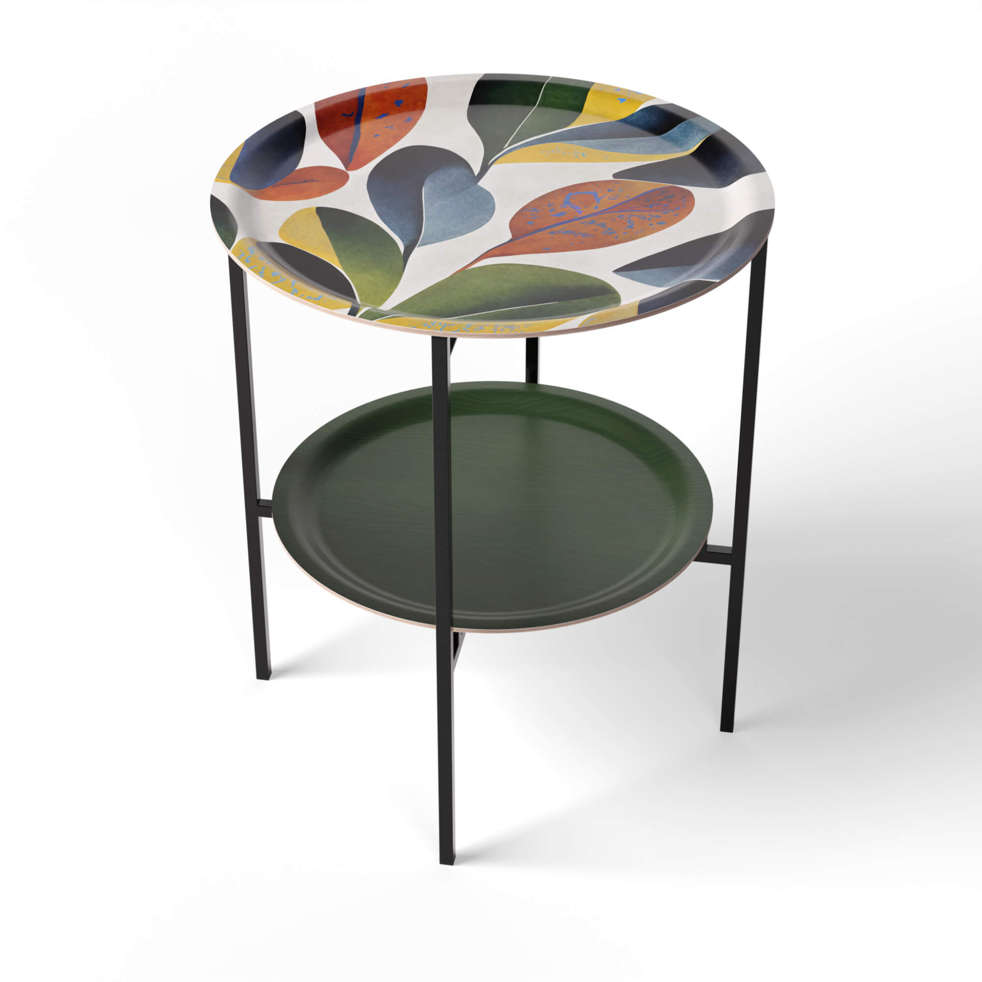 HappyTrays Side Table with 2 Trays - Ø 46 cm & Ø 39 cm, H 53 cm