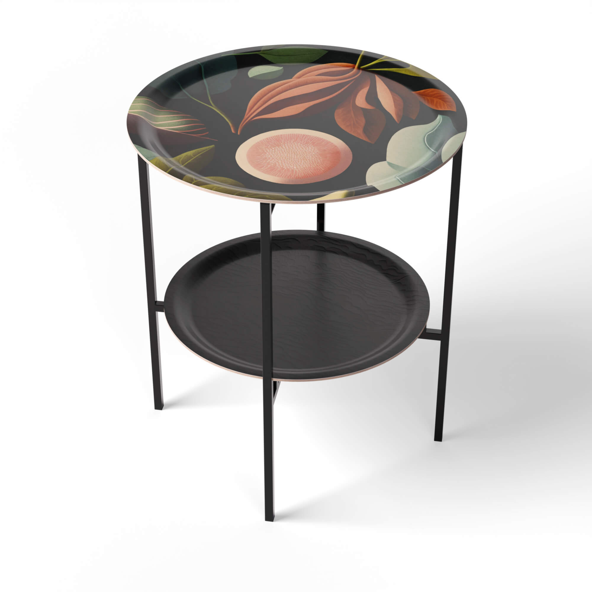 HappyTrays Side Table with 2 Trays - Ø 46 cm & Ø 39 cm, H 53 cm