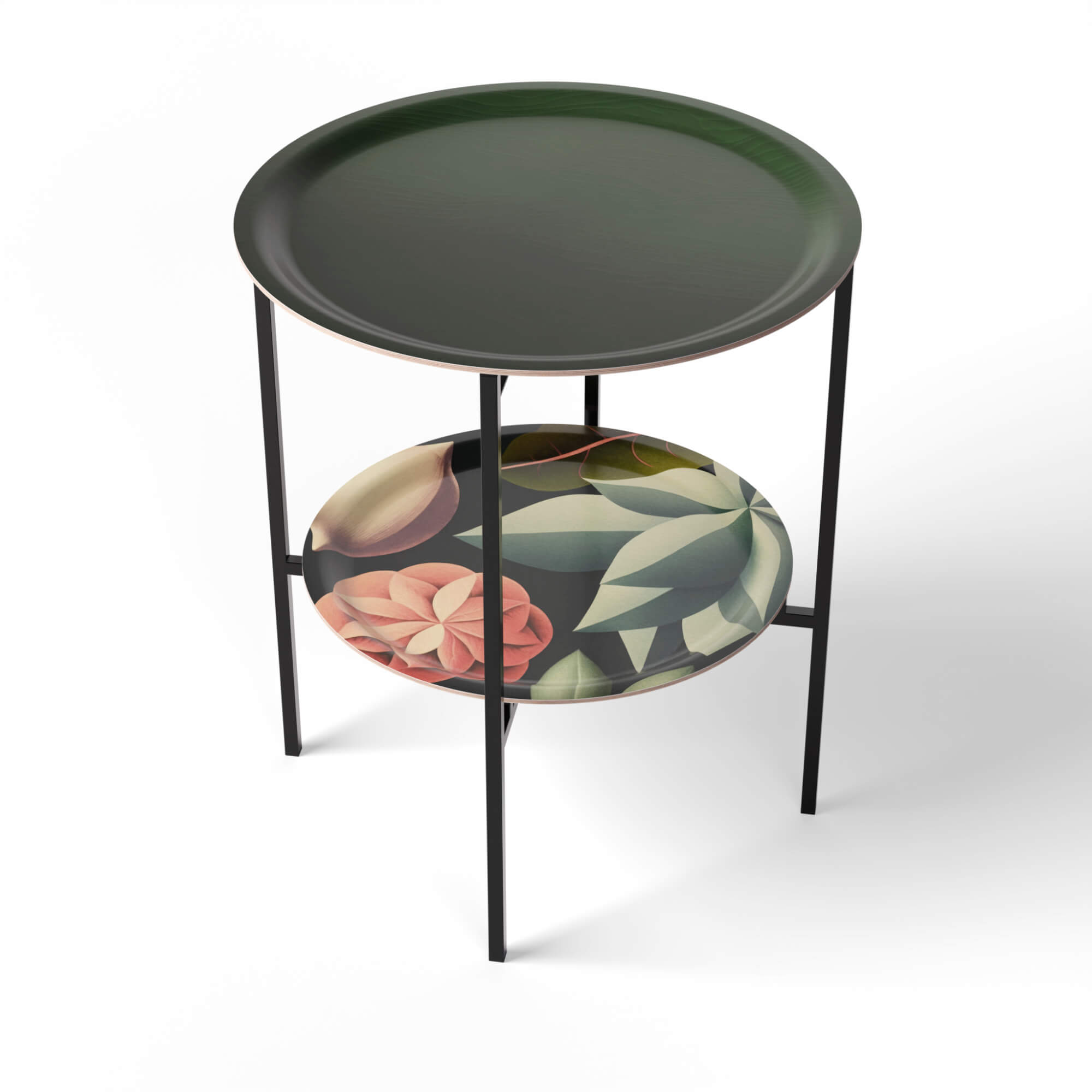 HappyTrays Side Table with 2 Trays - Ø 46 cm & Ø 39 cm, H 53 cm