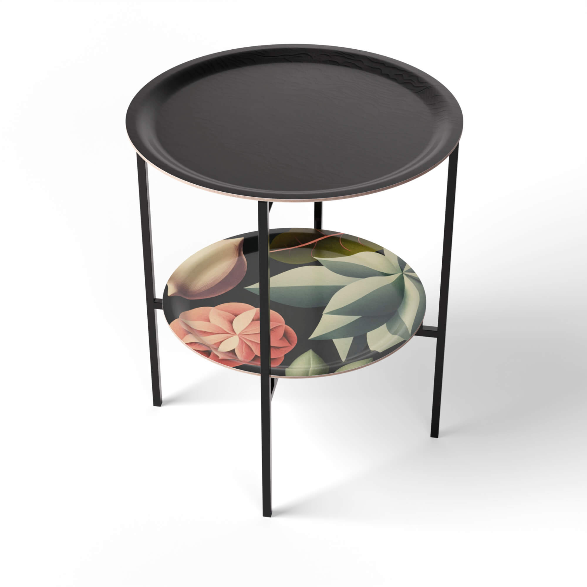 HappyTrays Side Table with 2 Trays - Ø 46 cm & Ø 39 cm, H 53 cm