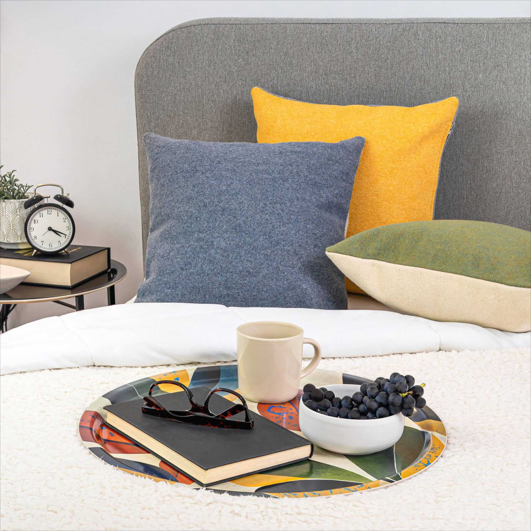 Zierkissenbezug 40 × 40 cm - Bicolor Denim / Light Sarrubecco - 100% Schafwolle