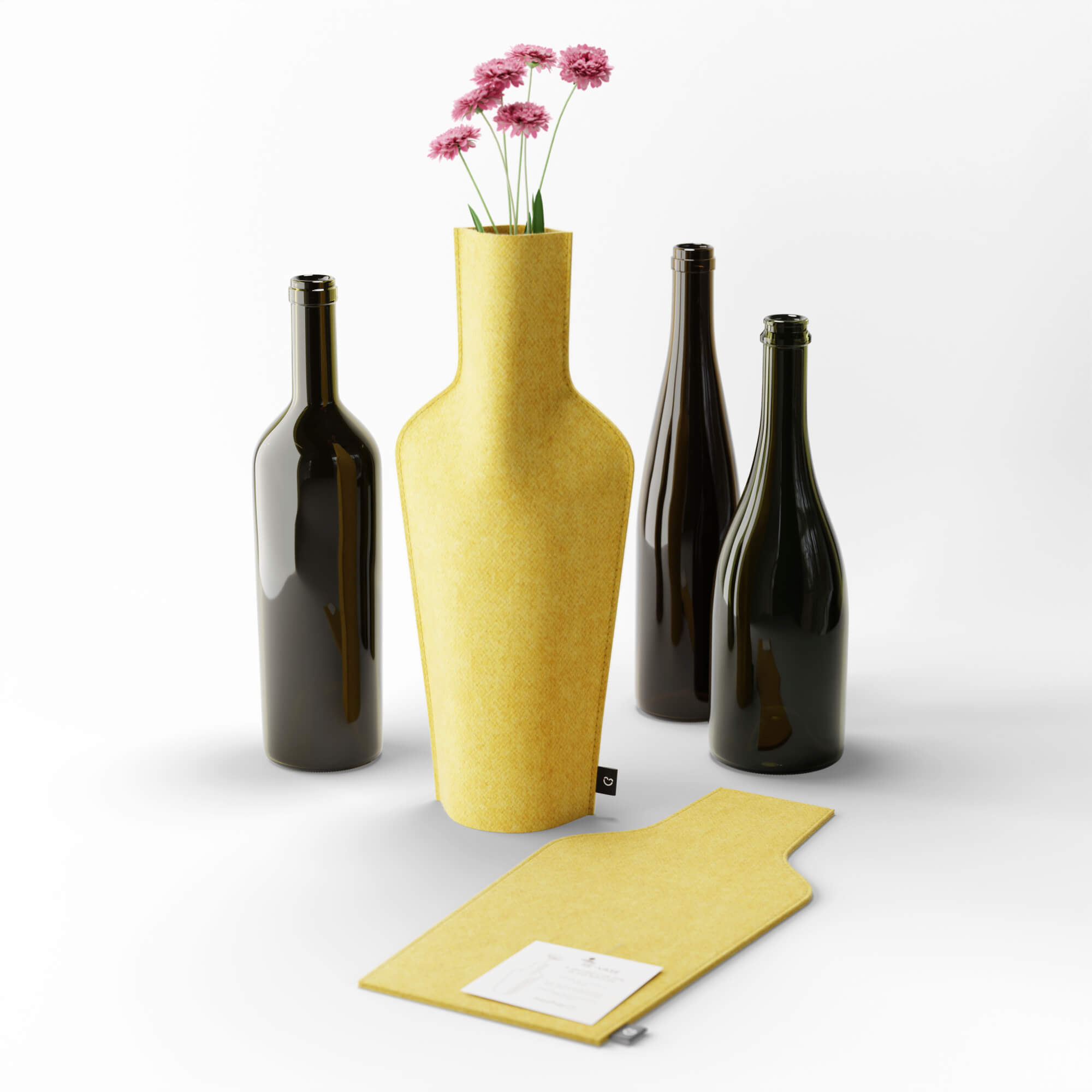 Re-Vase - Vase aus Stoff für 75cl Flaschen, 100% Wolle, Farbe Amber EU