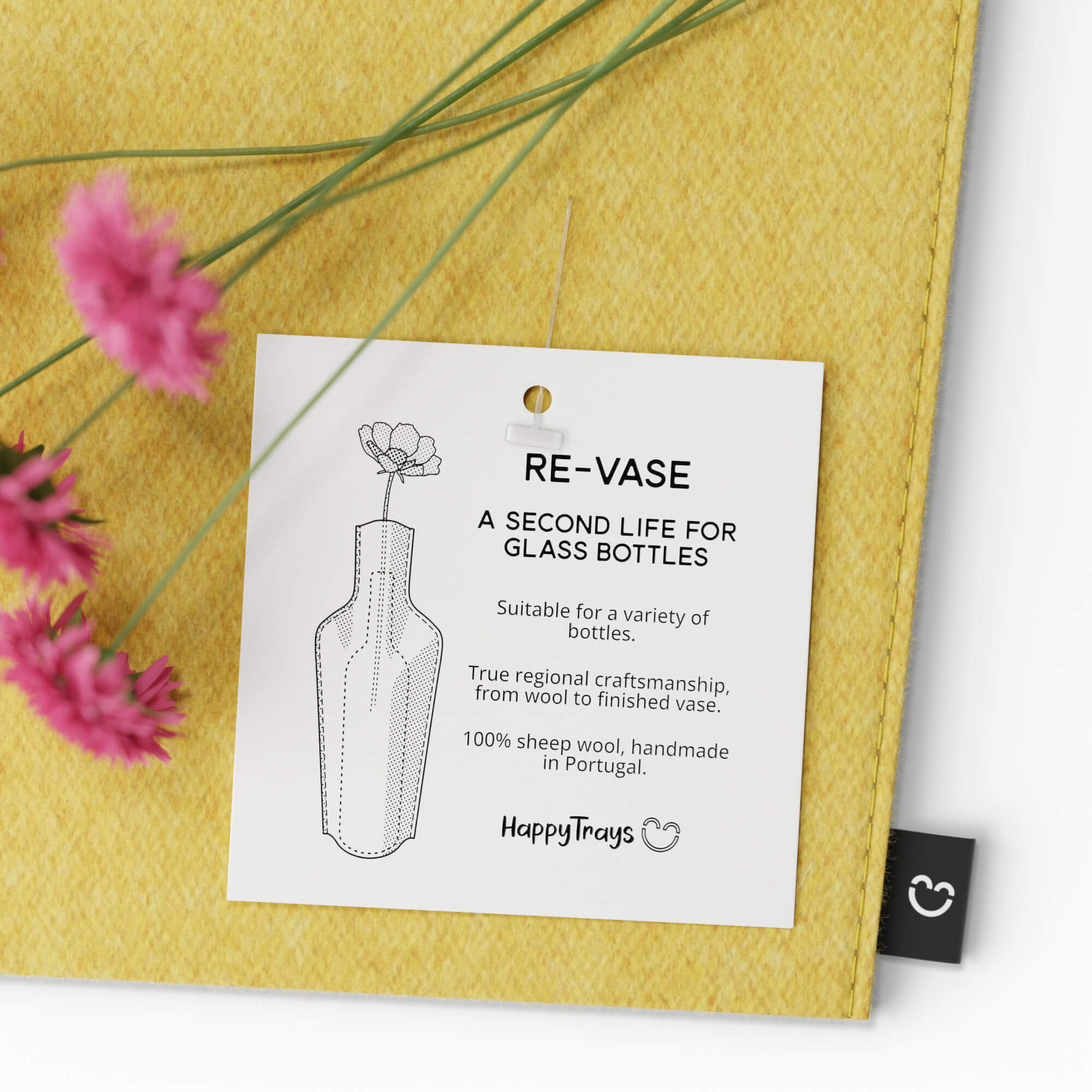 Re-Vase - Vase aus Stoff für 75cl Flaschen, 100% Wolle, Farbe Amber EU