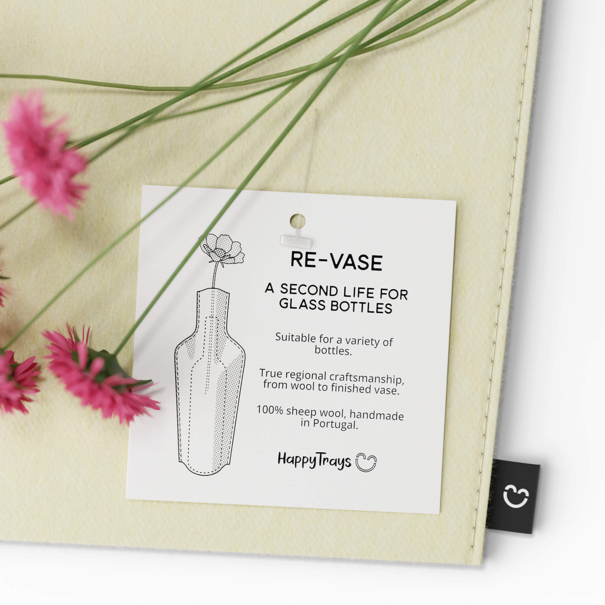Re-Vase - Vase aus Stoff für 75cl Flaschen, 100% Wolle, Farbe Pearl EU