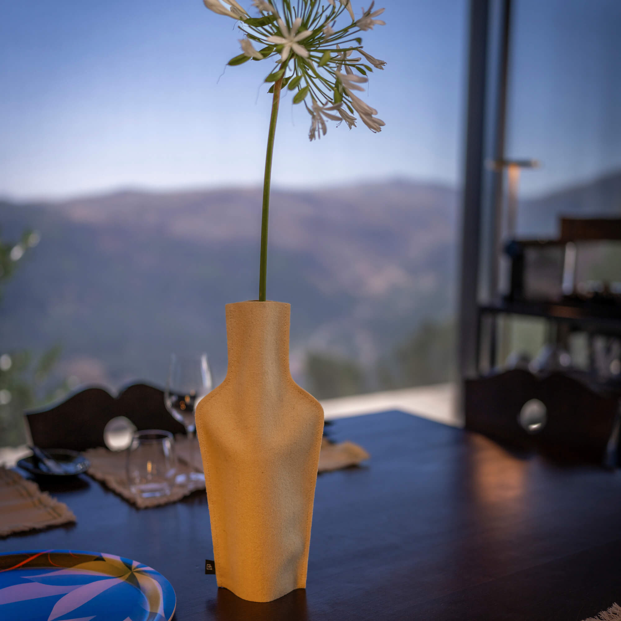 Re-Vase - Vase aus Stoff für 75cl Flaschen, 100% Wolle, Farbe Pearl EU