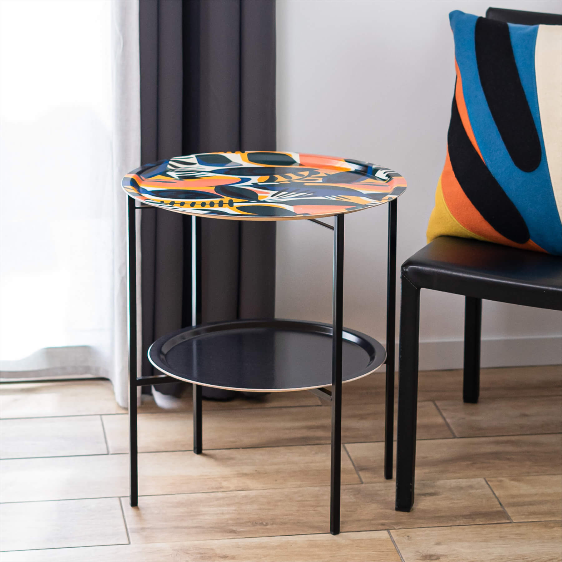HappyTrays Side Table with 2 Trays - Ø 46 cm & Ø 39 cm, H 53 cm