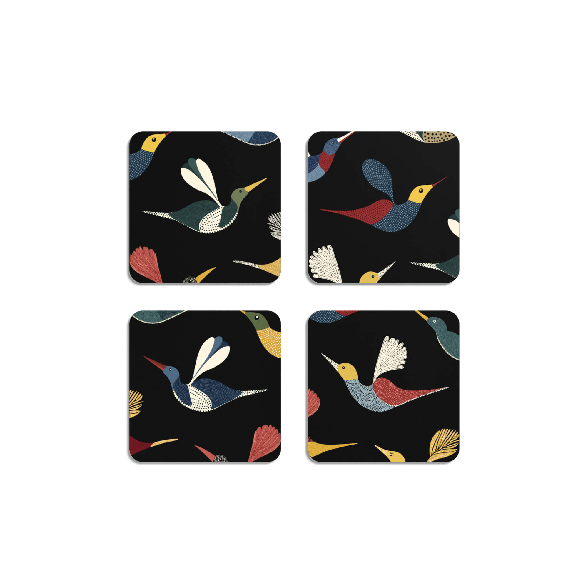 HappyTrays Untersetzer aus Holz 9 x 9 cm doppelseitig 'Ally and Friends' - 4er Set EU