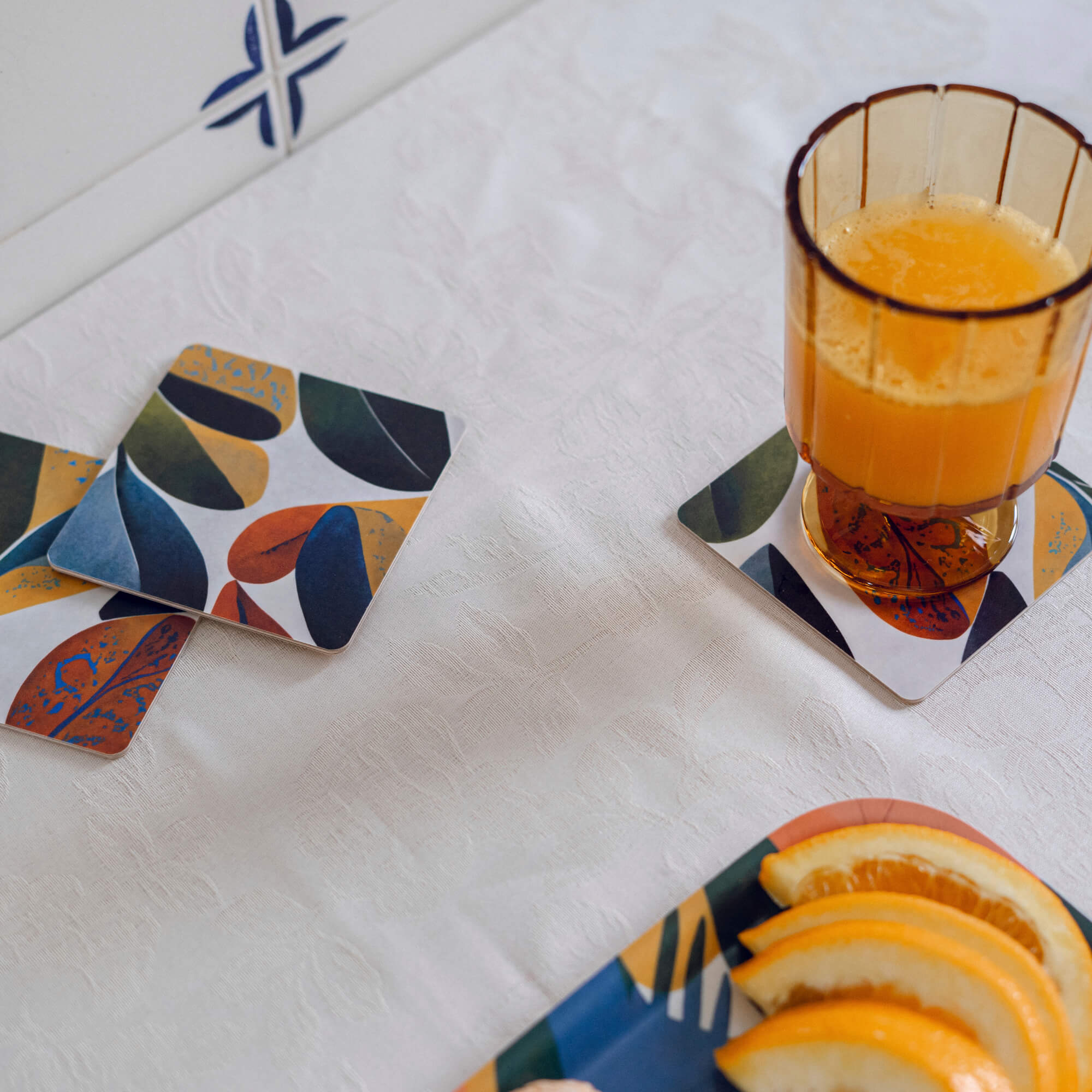 HappyTrays Coasters 9 x 9 cm Leaves - Set of 4 EU