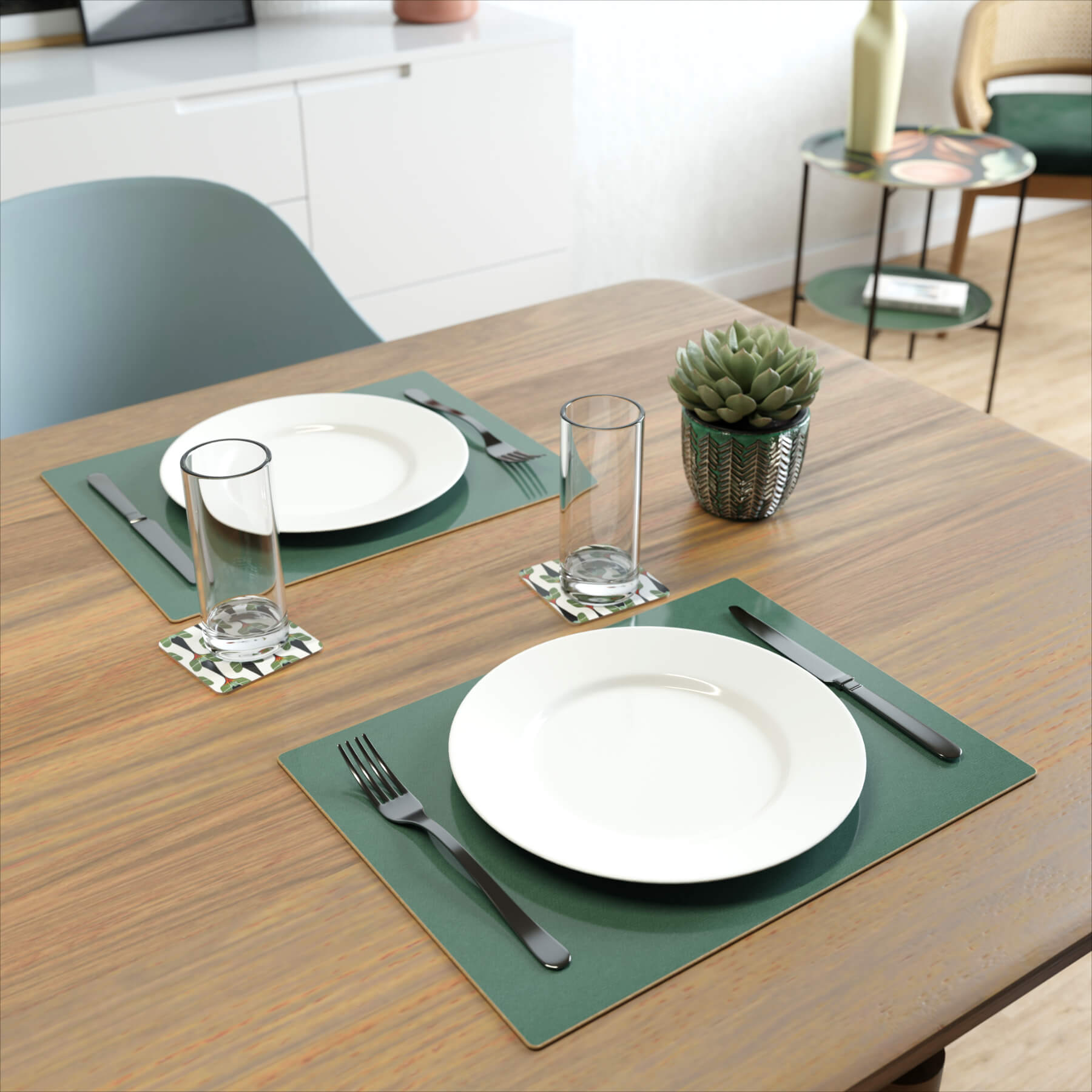 Design Placemat Set (2 pcs) - Jade Two - Eucalyptus MDF