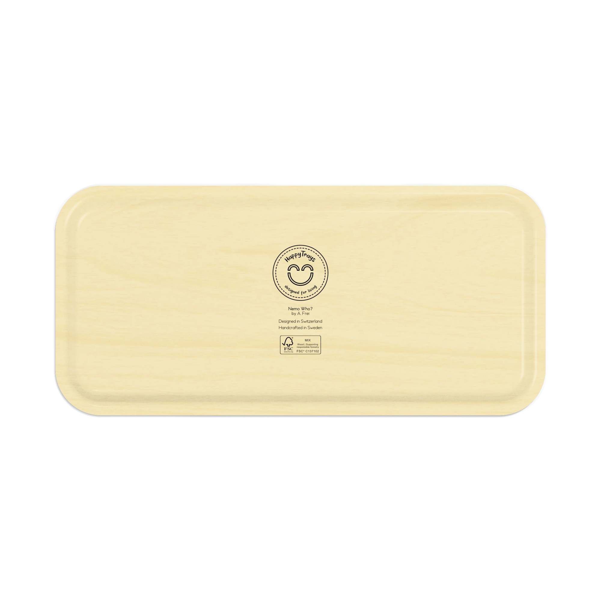 Rechteckiges Design-Tablett 32 x 15 cm - Nemo Who? - nordische Birke