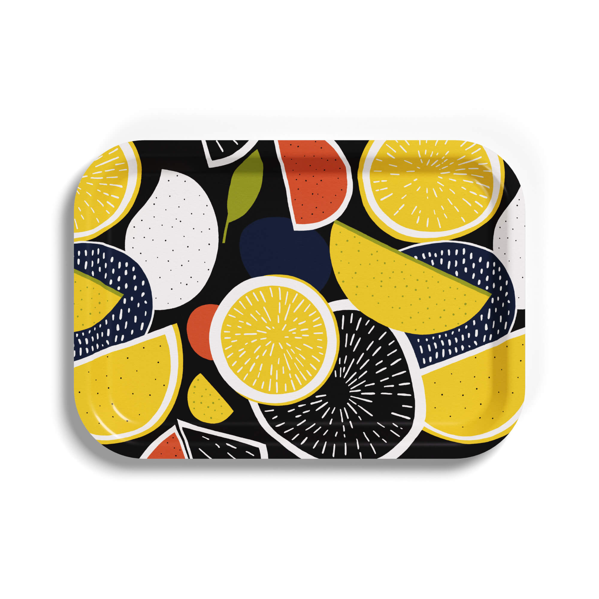 Rechteckiges Tablett aus Holz 34 x 24 cm 'Juice of the Day' EU