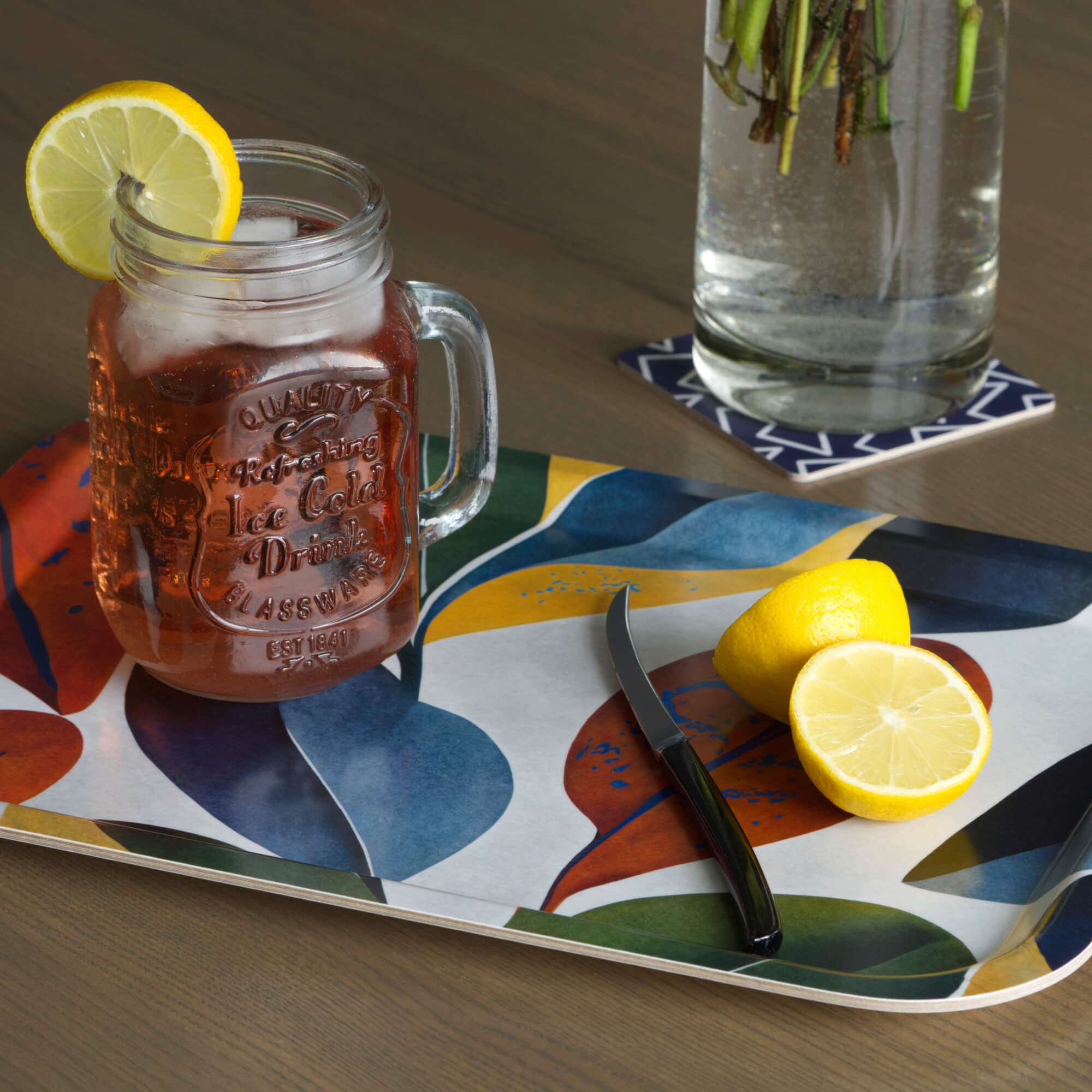 Rectangular Design Tray 34 x 24 cm - Leaves - Nordic Birch