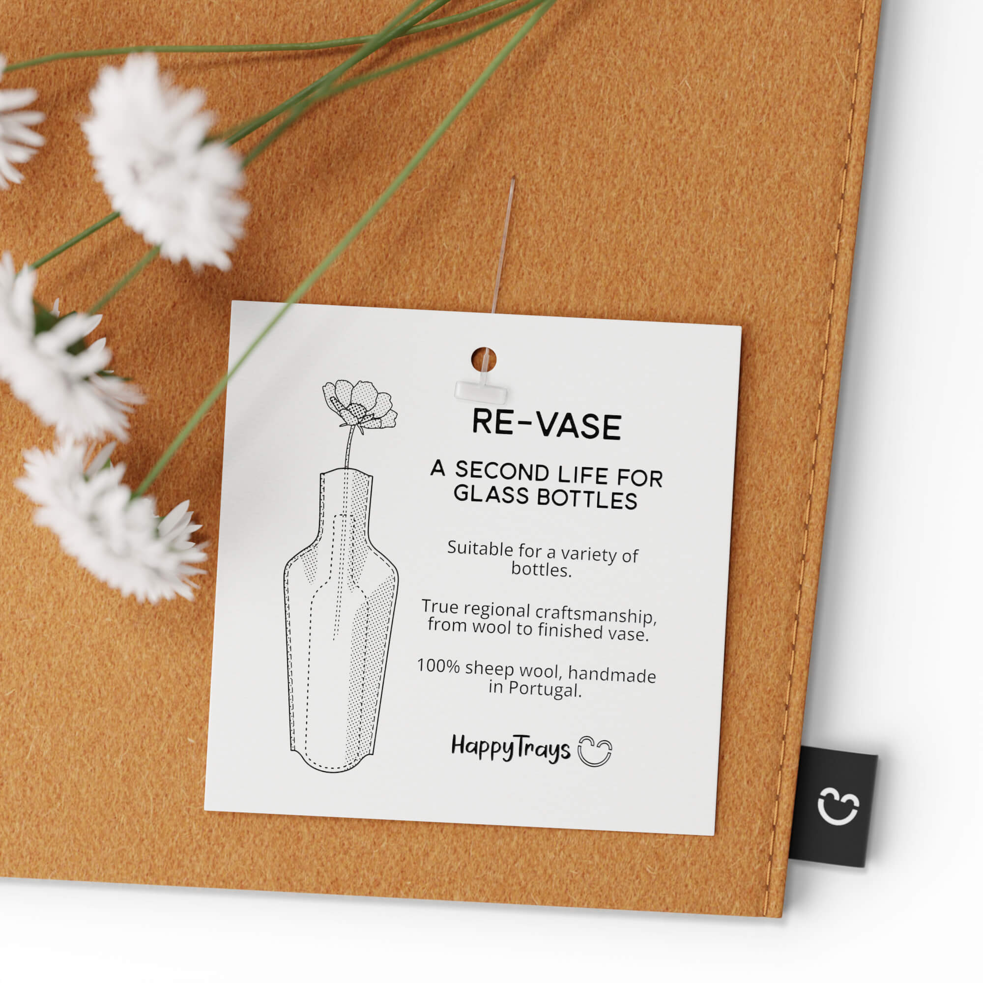 Re-Vase - Vase made of fabric for 75cl bottles, 100% wool, color Apricot