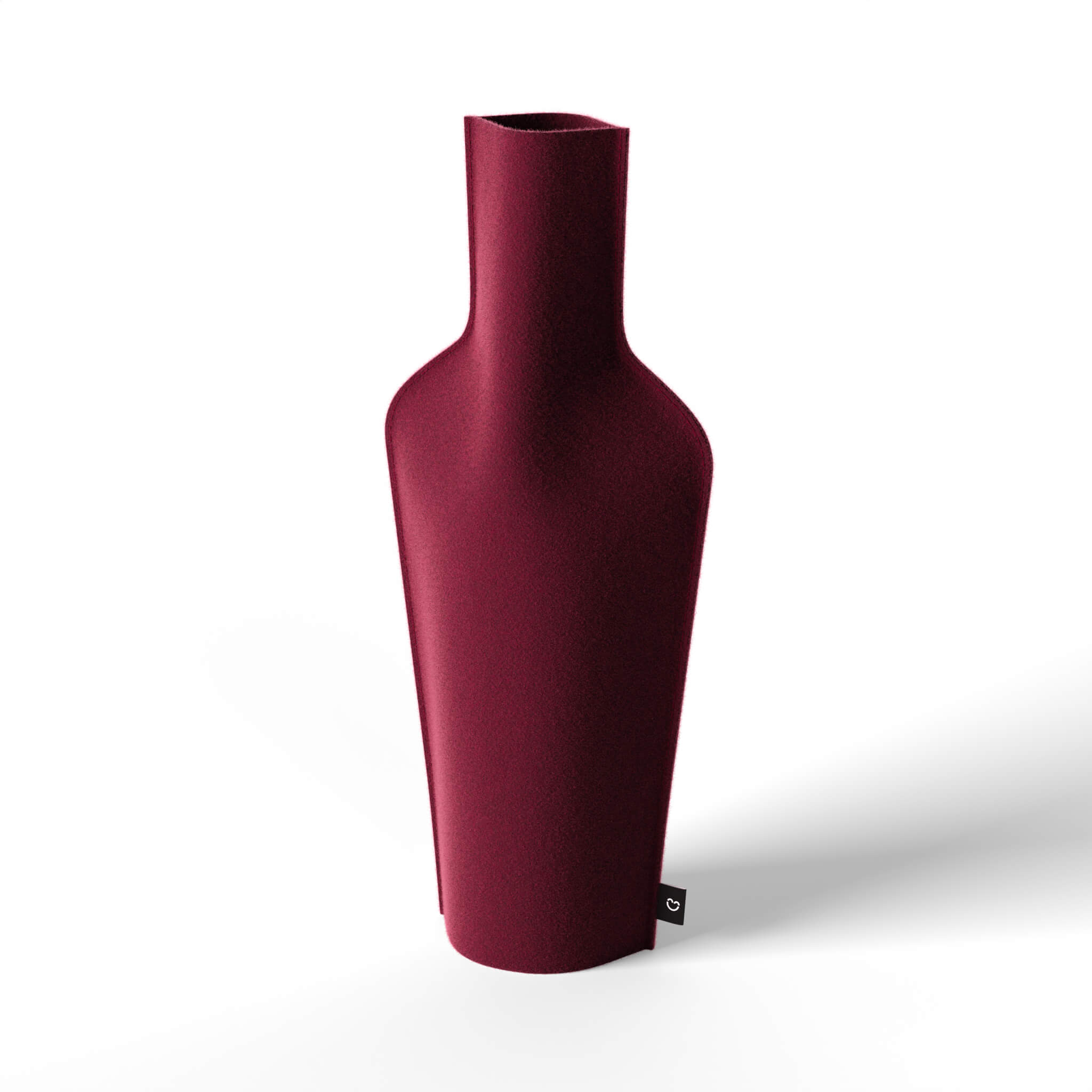 Re-Vase - Vase made of fabric for 75cl bottles, 100% wool, color Cherry