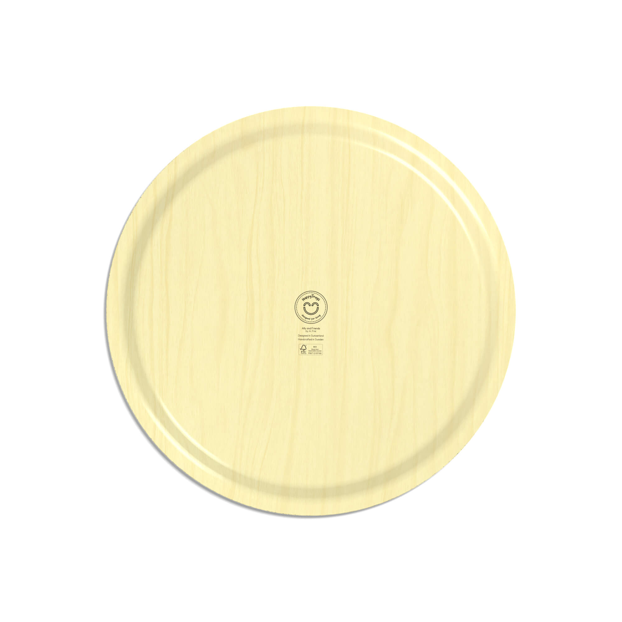 Wooden tray round Ø 46 cm 'Ally and Friends'