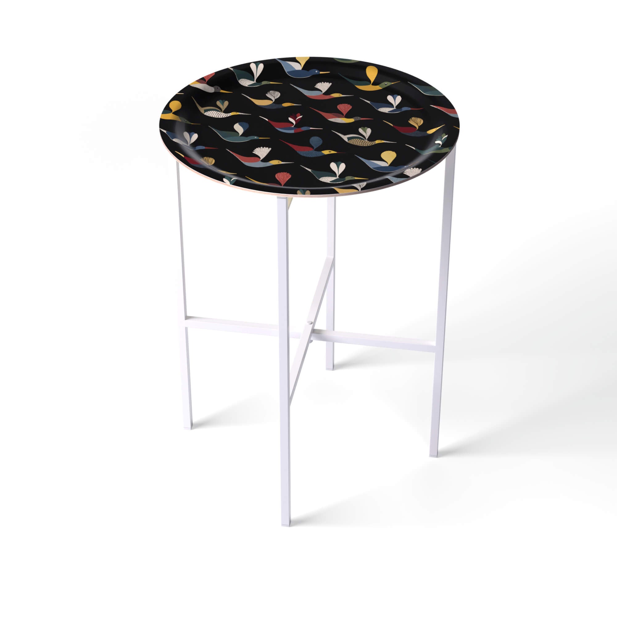 Beistelltisch Ø 39 cm mit 1 Design-Tablett - HappyTrays System (Design wählbar)