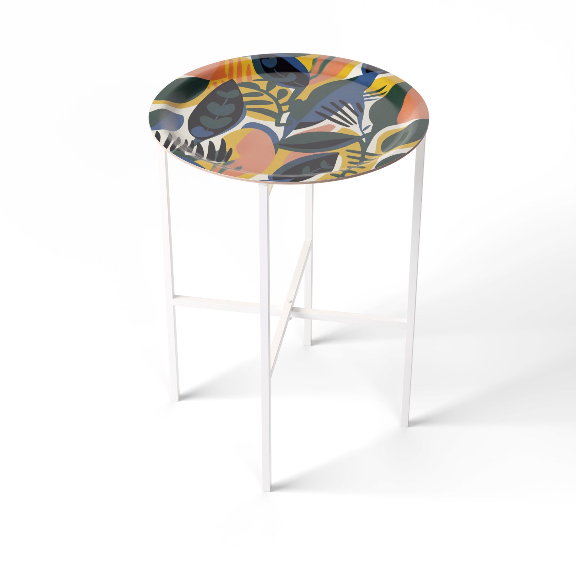 Beistelltisch Ø 39 cm mit 1 Design-Tablett - HappyTrays System (Design wählbar)