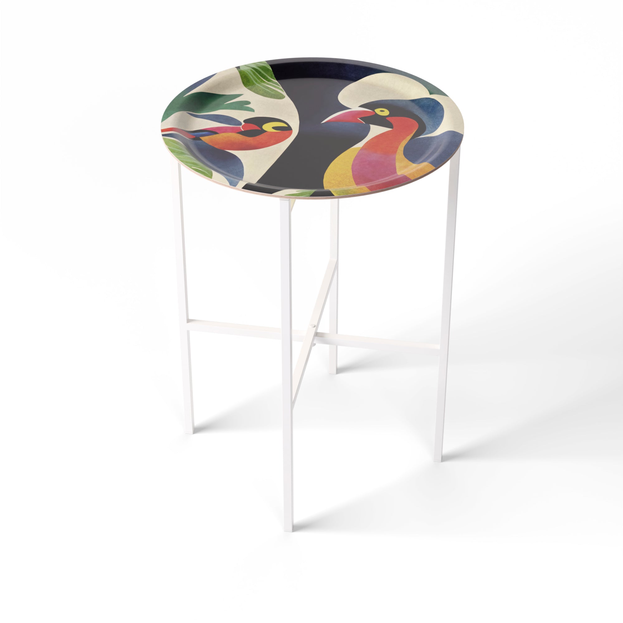 Beistelltisch Ø 39 cm mit 1 Design-Tablett - HappyTrays System (Design wählbar)