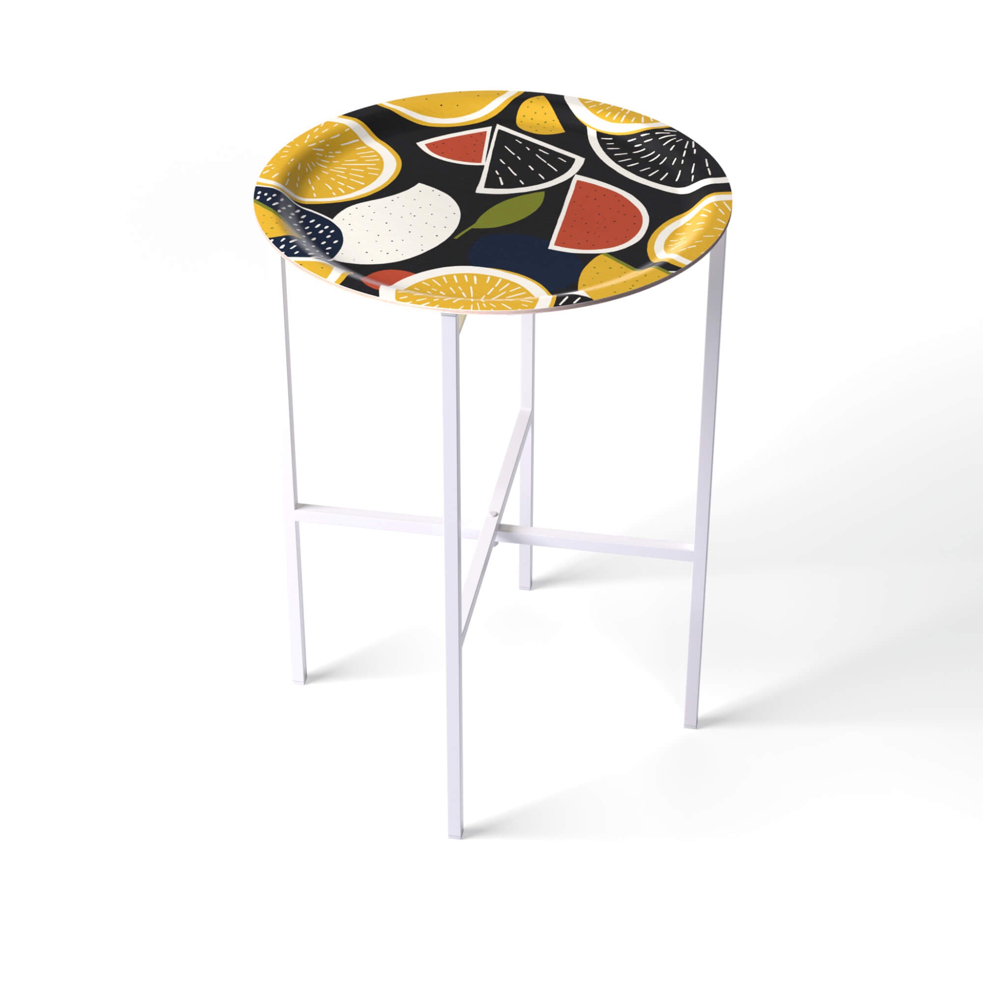 Beistelltisch Ø 39 cm mit 1 Design-Tablett - HappyTrays System (Design wählbar)