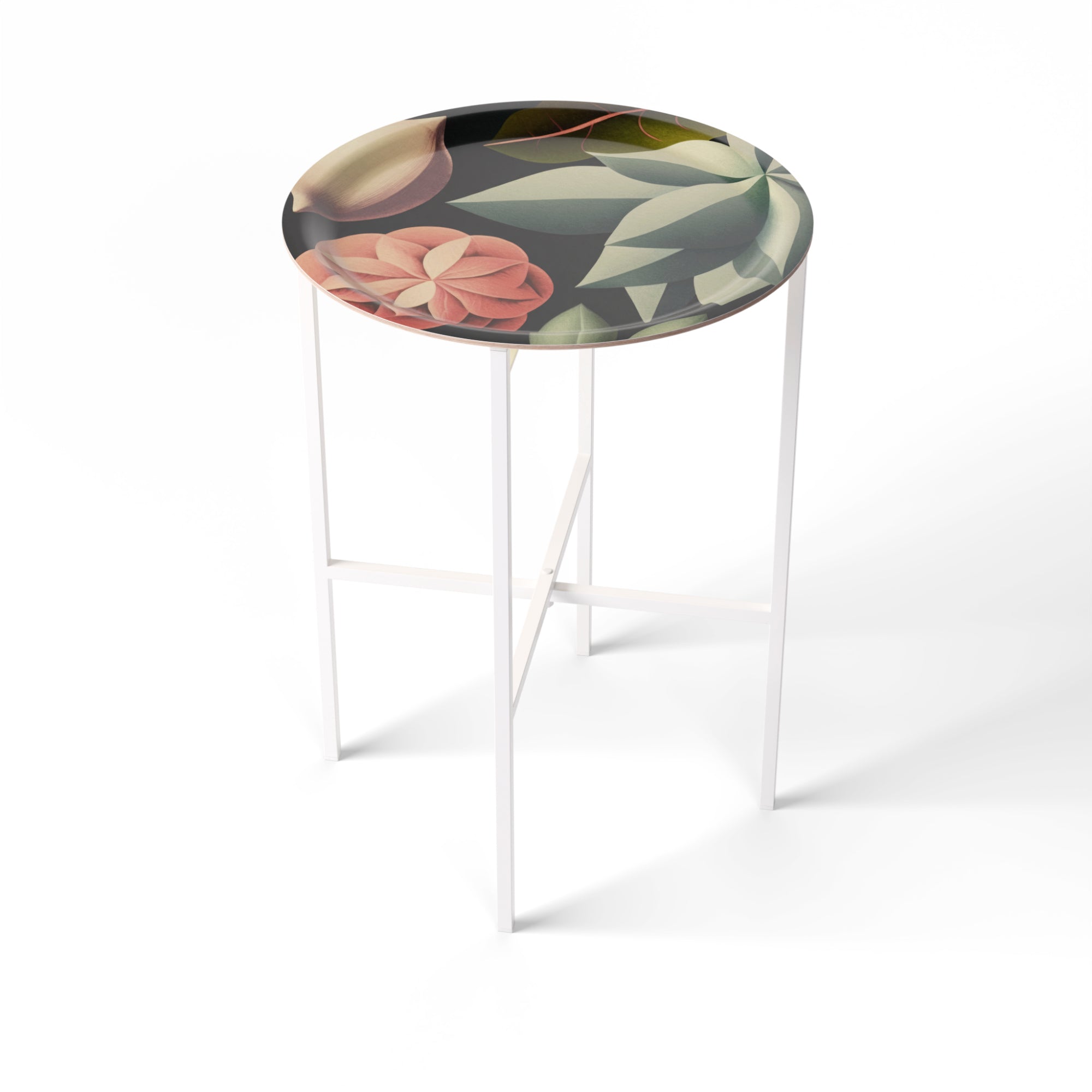 Beistelltisch Ø 39 cm mit 1 Design-Tablett - HappyTrays System (Design wählbar)