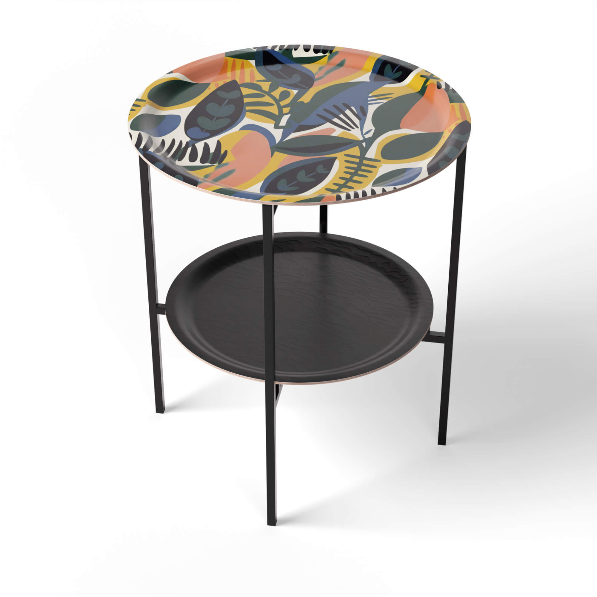 Side Table Ø 46 + Ø 39 cm with 2 Design Trays - HappyTrays System (Designs selectable)