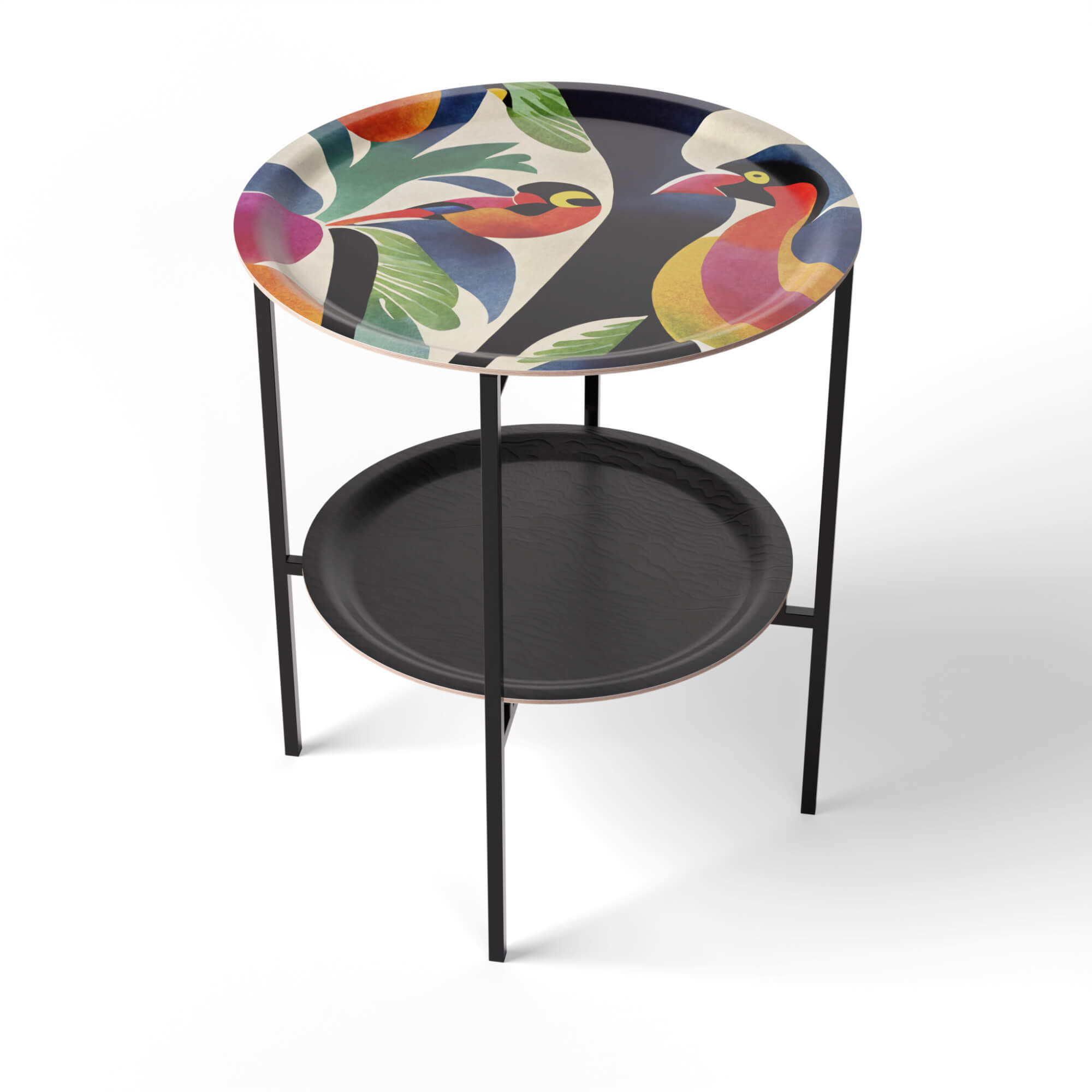 Side Table Ø 46 + Ø 39 cm with 2 Design Trays - HappyTrays System (Designs selectable)