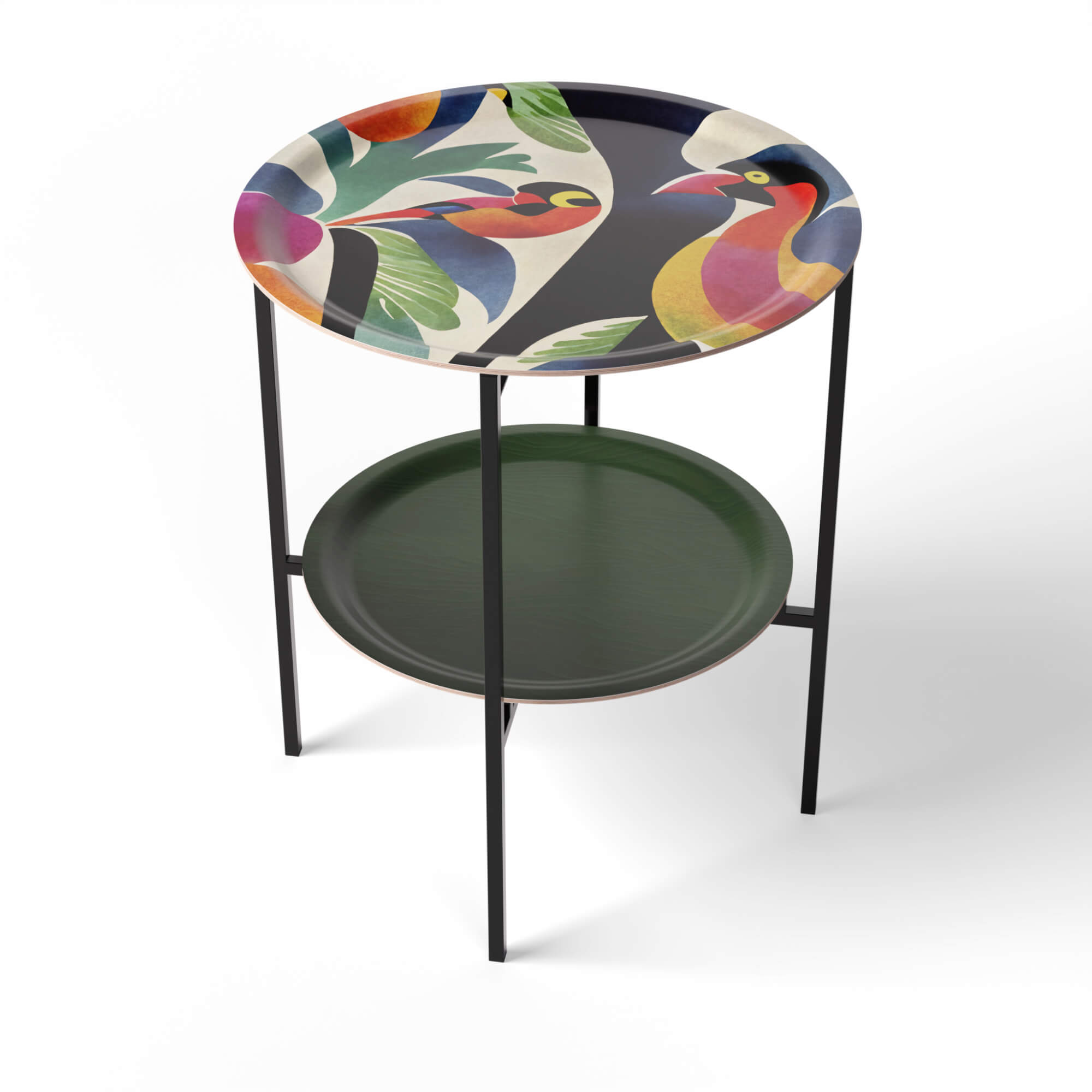 Side Table Ø 46 + Ø 39 cm with 2 Design Trays - HappyTrays System (Designs selectable)